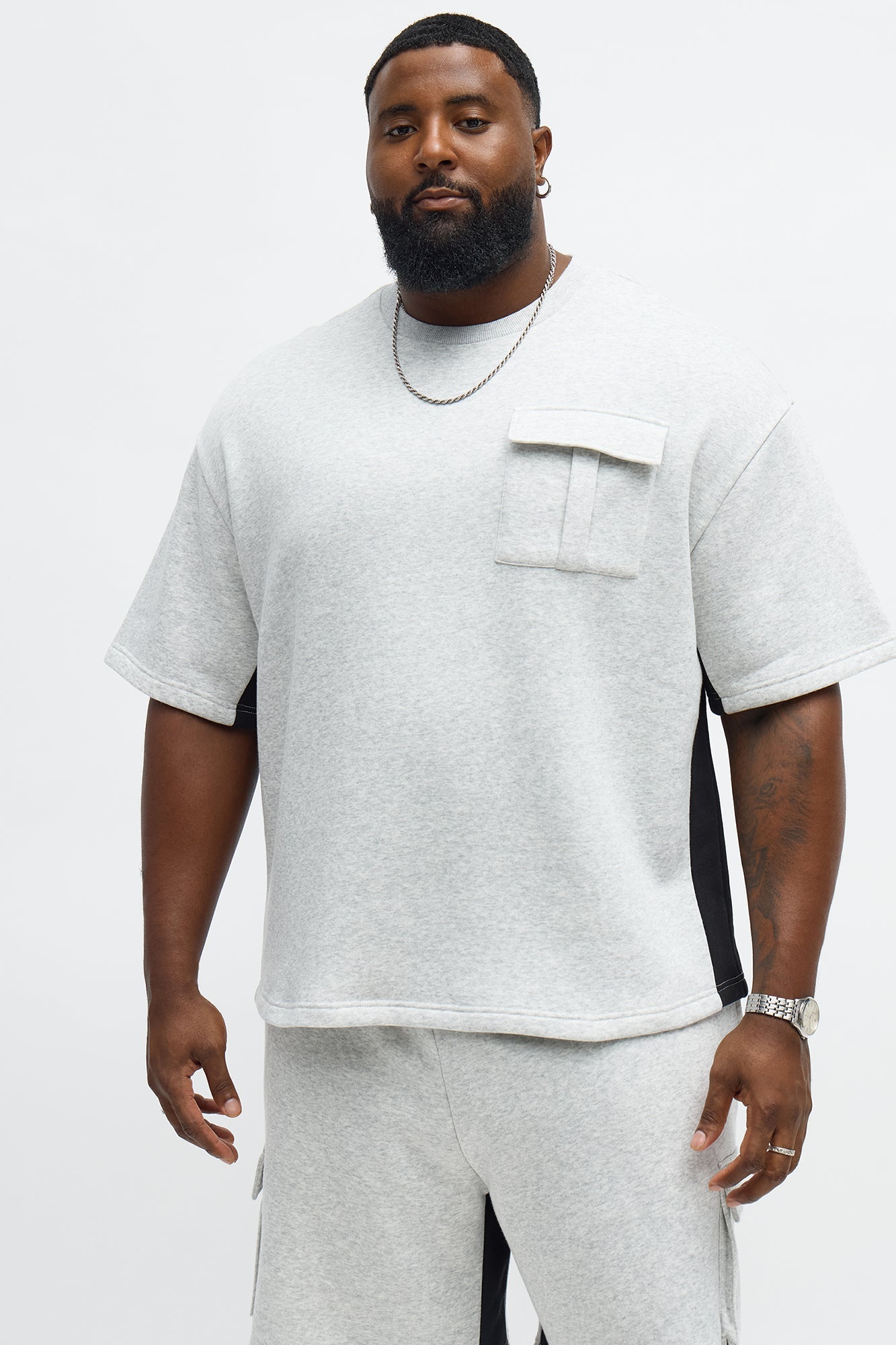 Tyson Paneled Cargo Short Sleeve Tee - Heather/Combo