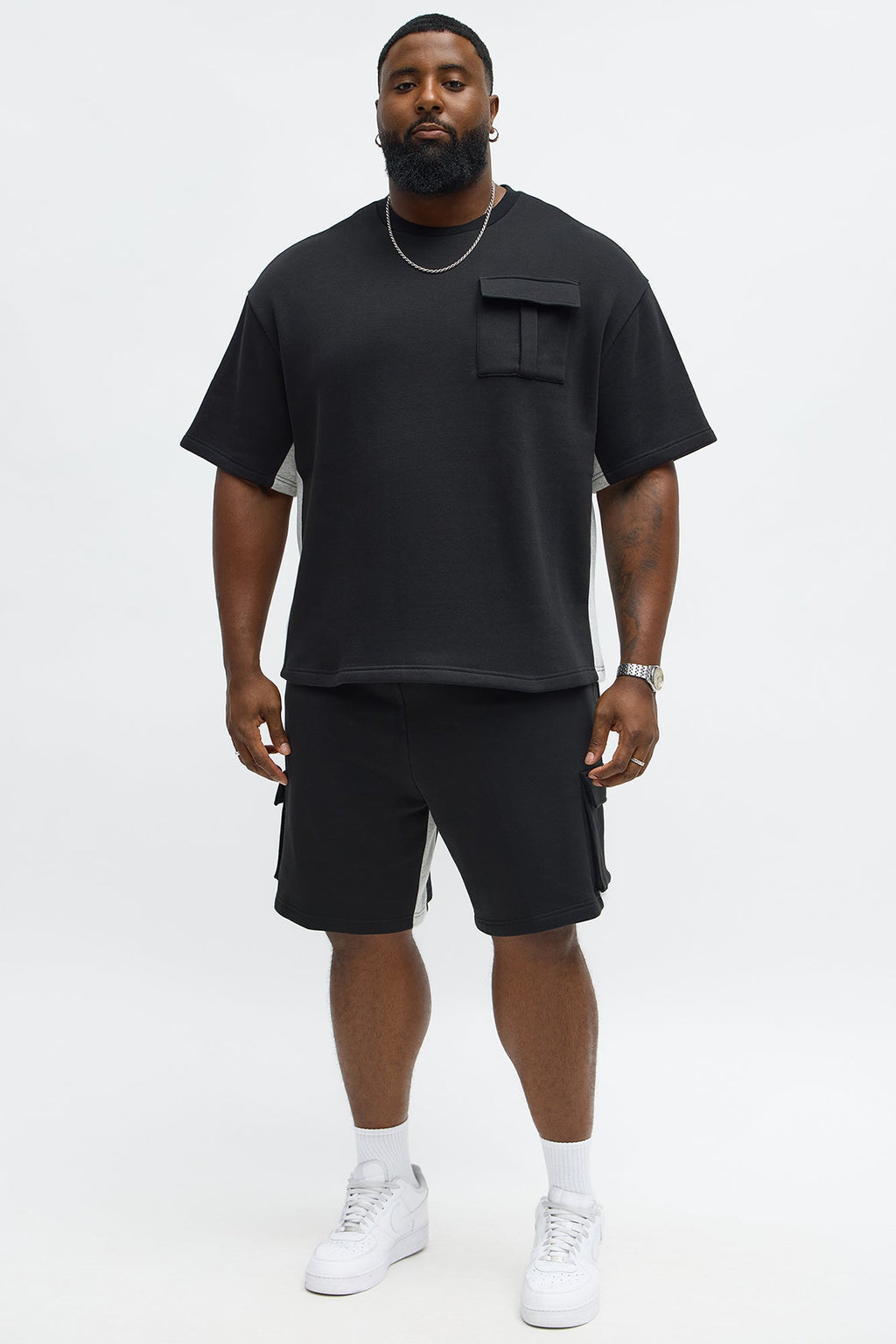 Tyson Paneled Cargo Short Sleeve Tee - Black/combo