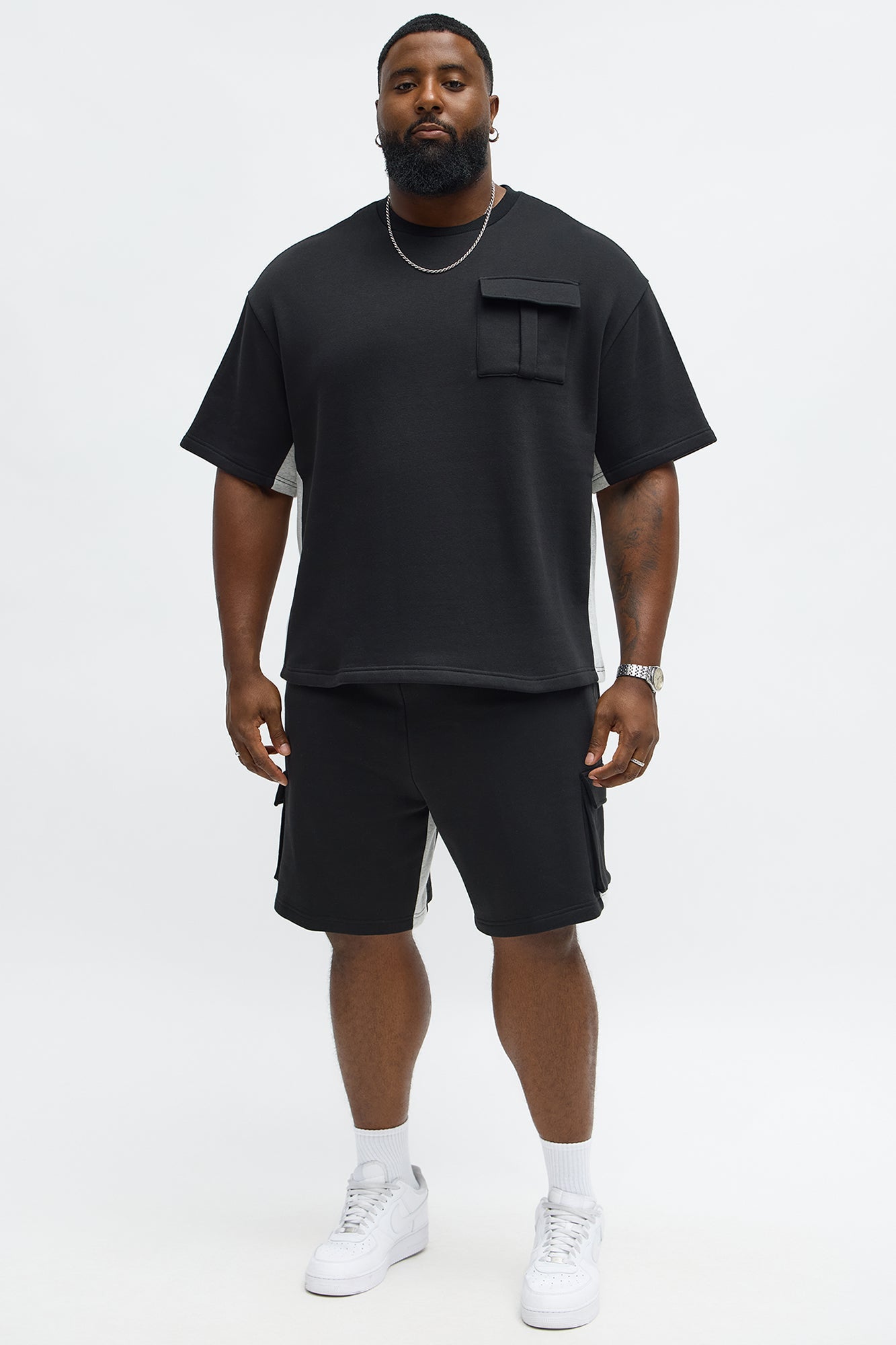 Tyson Paneled Cargo Short Sleeve Tee - Black/combo