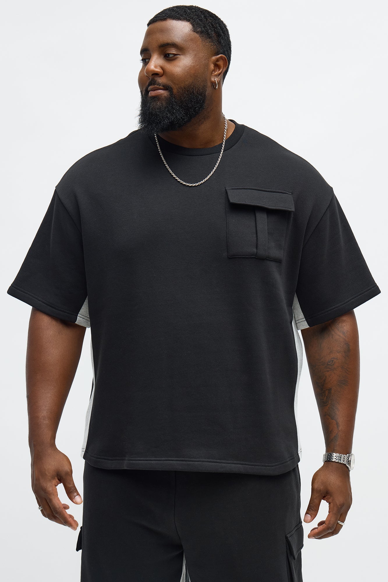 Tyson Paneled Cargo Short Sleeve Tee - Black/combo