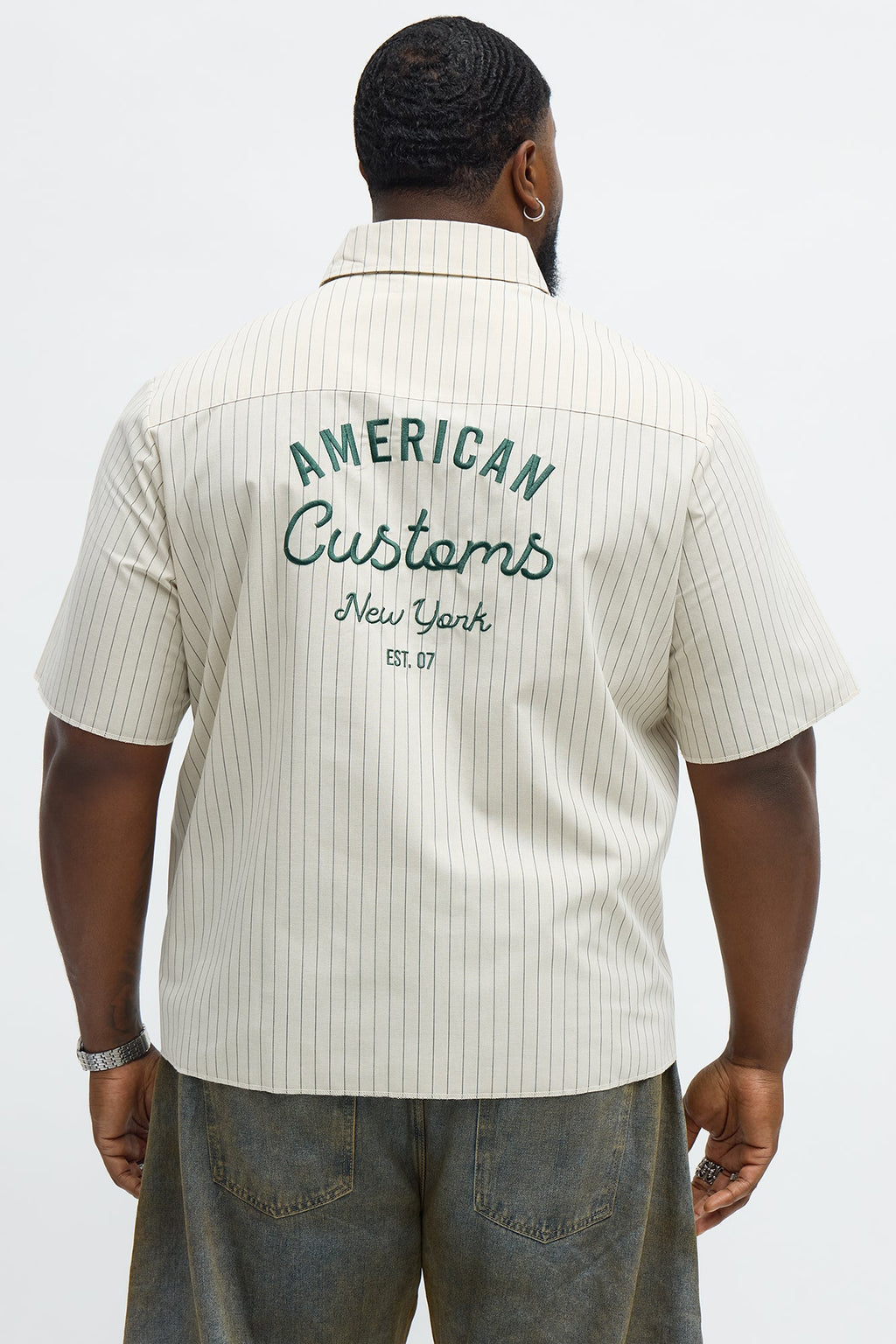 American Customs Raw Hem Mechanic Button Up Shirt  - Hunter Green
