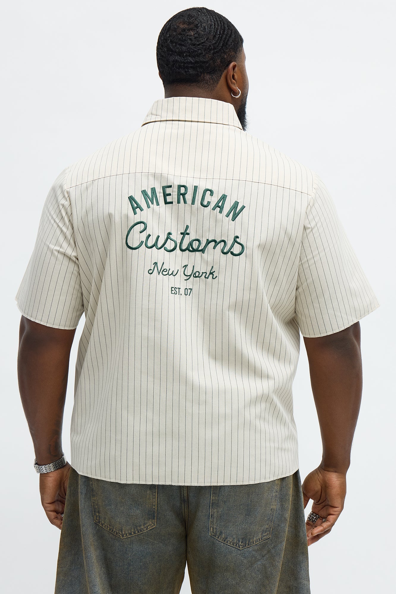 American Customs Raw Hem Mechanic Button Up Shirt  - Hunter Green