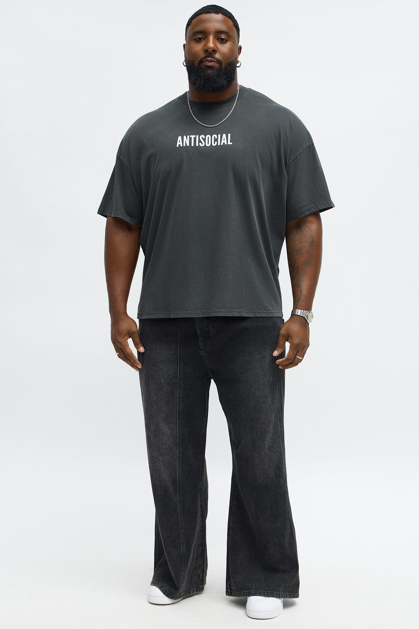 Antisocial Oversized Short Sleeve Tee - Black Wash