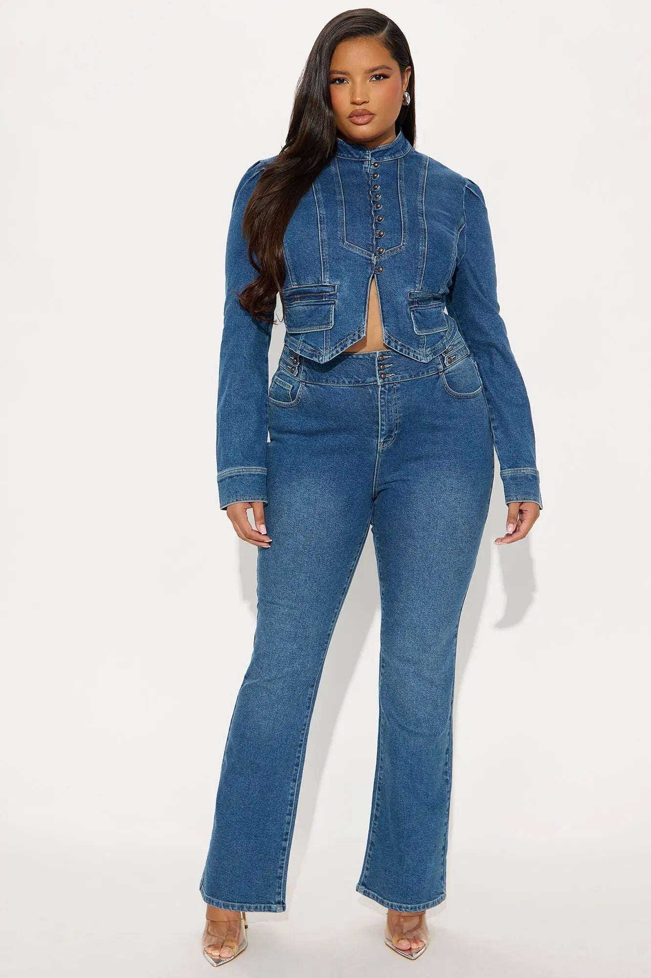 Jocelyn Denim Pant Set - Medium Wash 