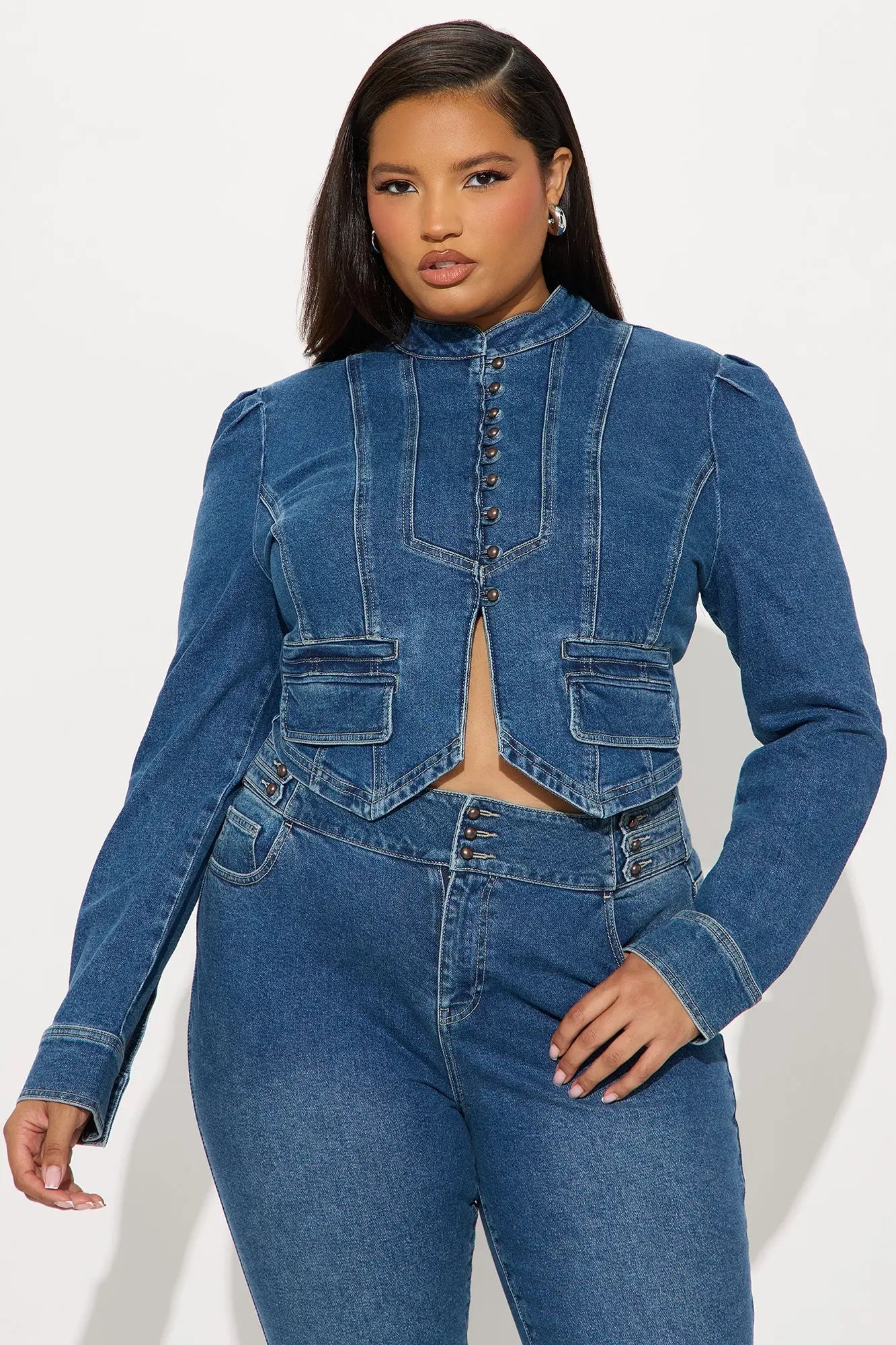 Jocelyn Denim Pant Set - Medium Wash 