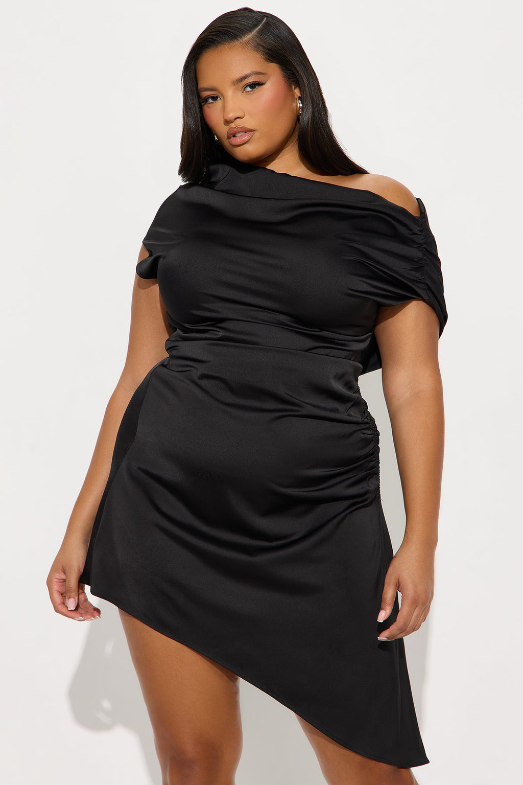Bynes Satin Midi Dress - Black