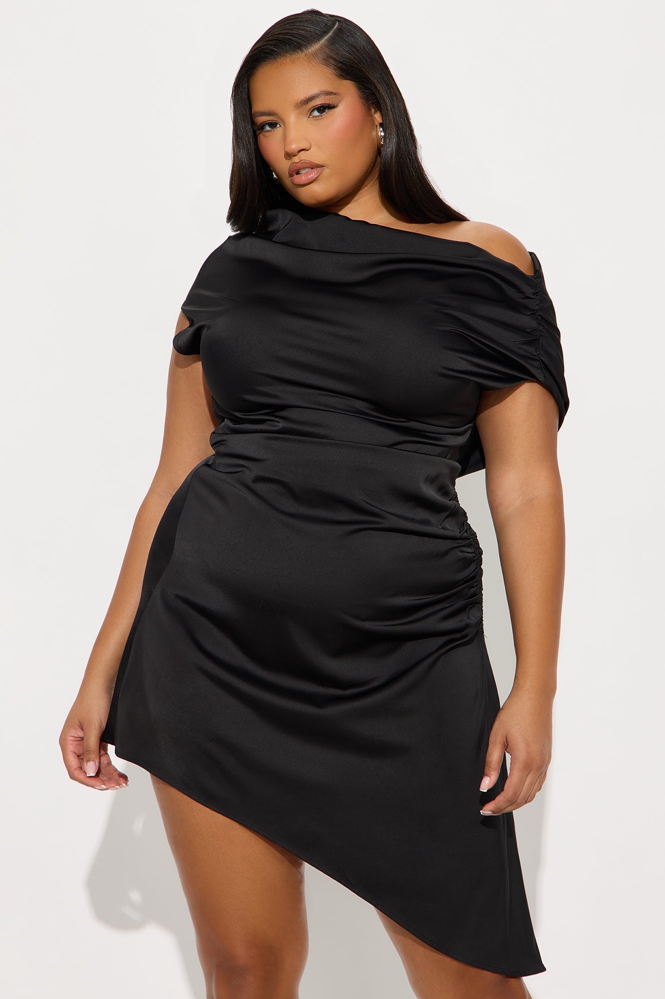 Bynes Satin Midi Dress - Black