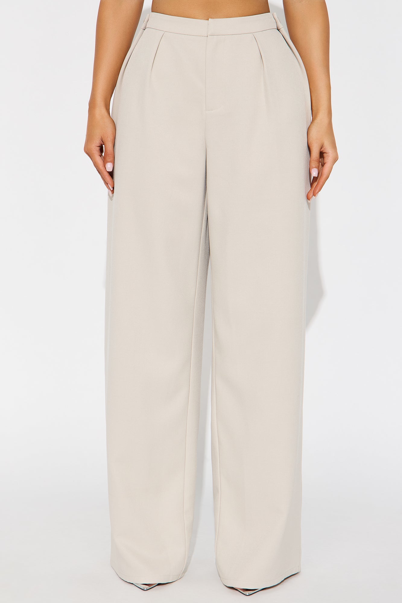 Close The Deal Wide Leg Trouser Pant 32″ - Stone 