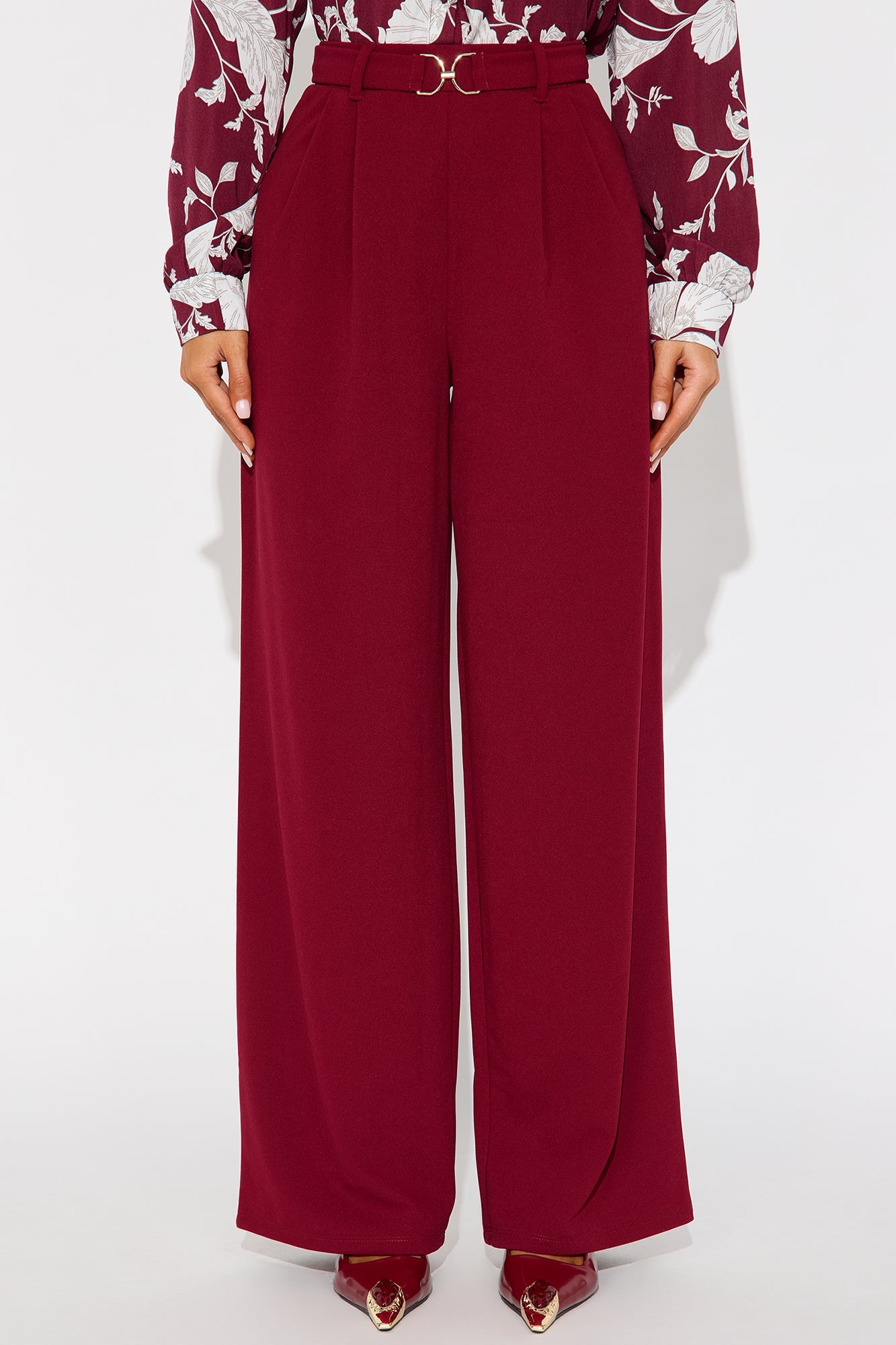 Innocent Promise Crepe Knit Wide Leg Pant 31 - Wine 