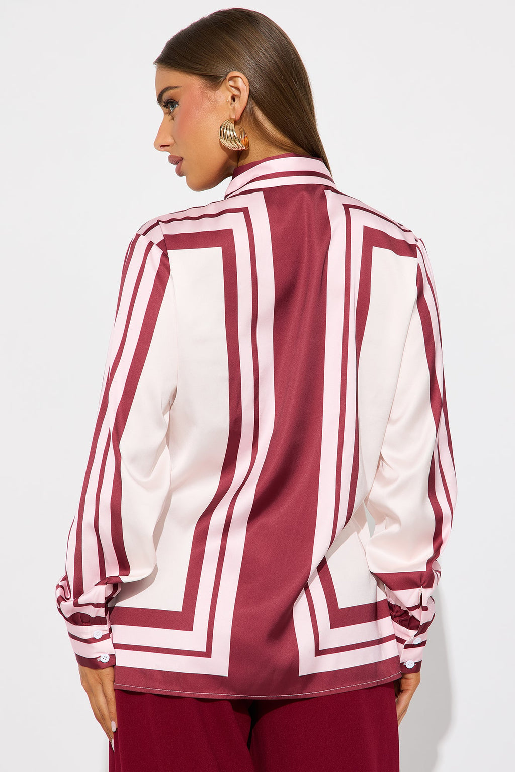 Spoiler Alert Striped Satin Shirt - Pink/combo