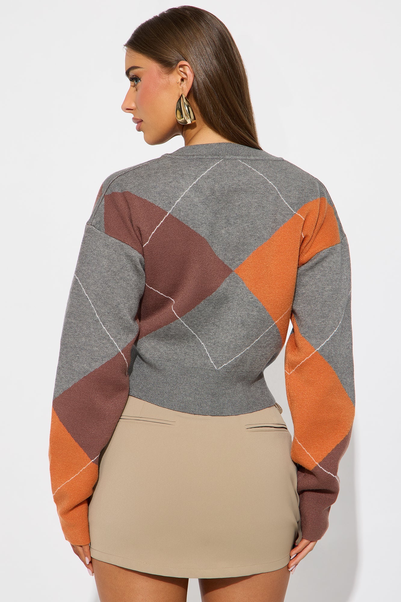 Nothing Like This Argyle Sweater - Grey/combo