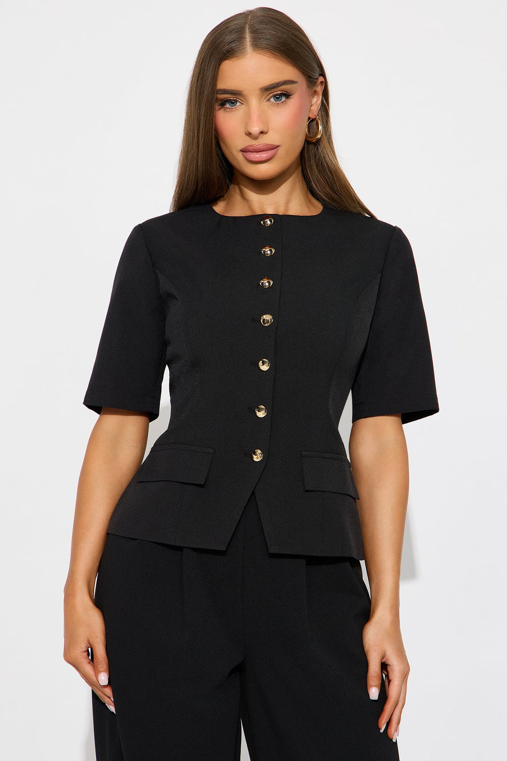 Gentle Mind Hardware Blouse Top - Black