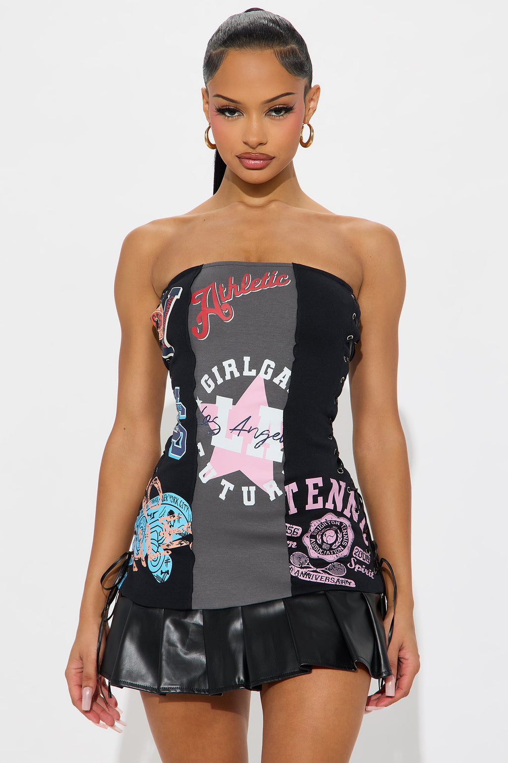 Go Sports Patchwork Mini Dress - Black/combo
