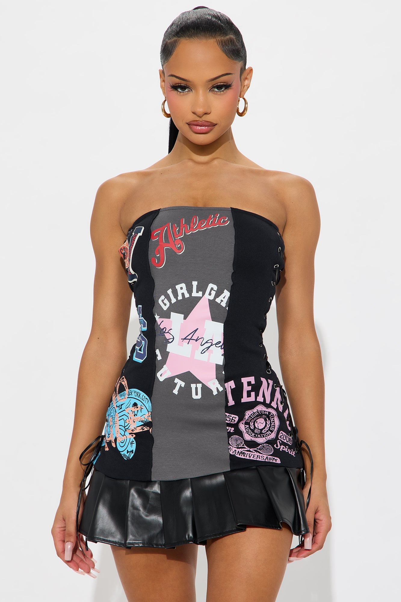 Go Sports Patchwork Mini Dress - Black/combo