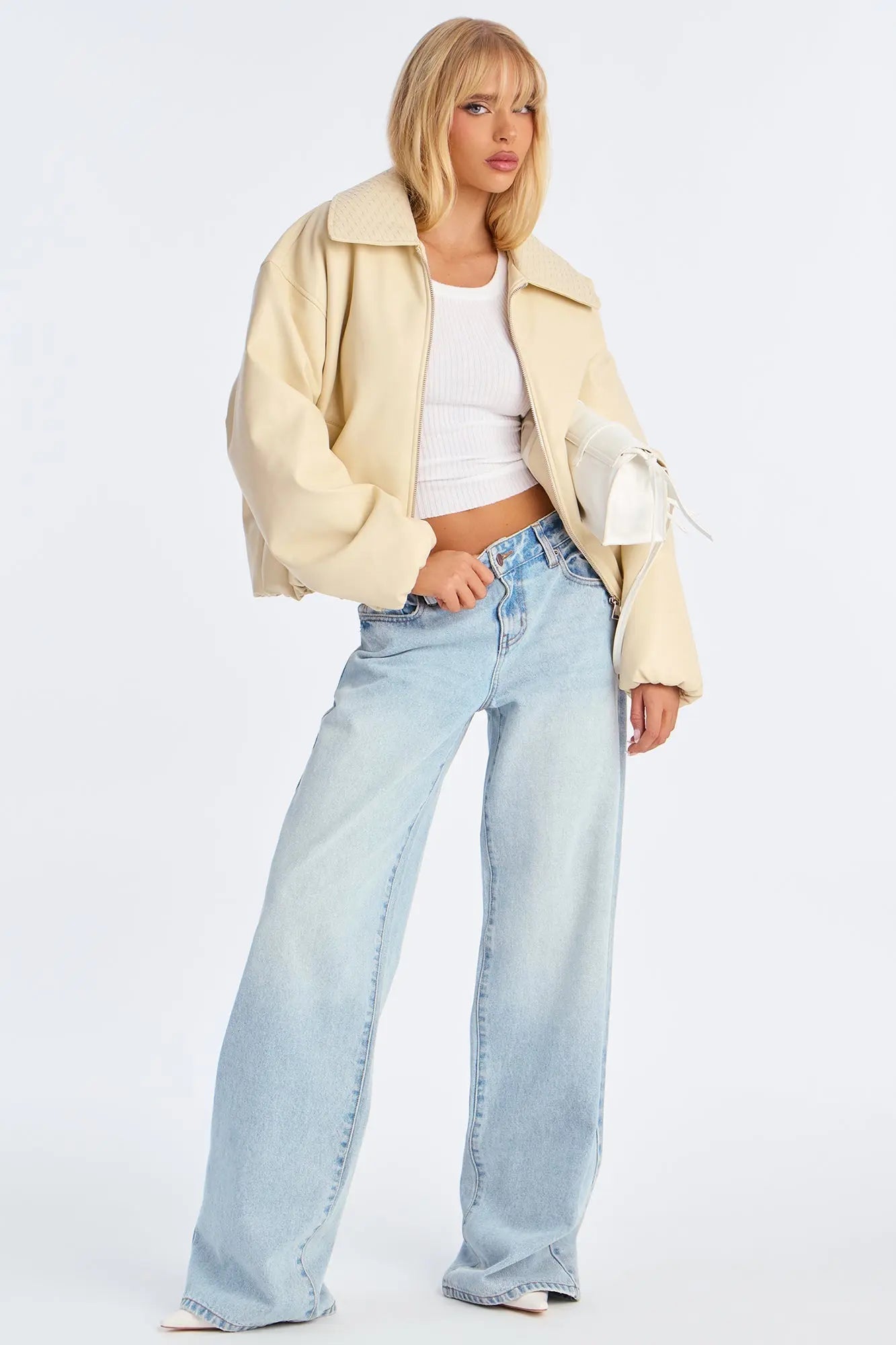Haylee Faux Leather Bomber Jacket - Butter Yellow 