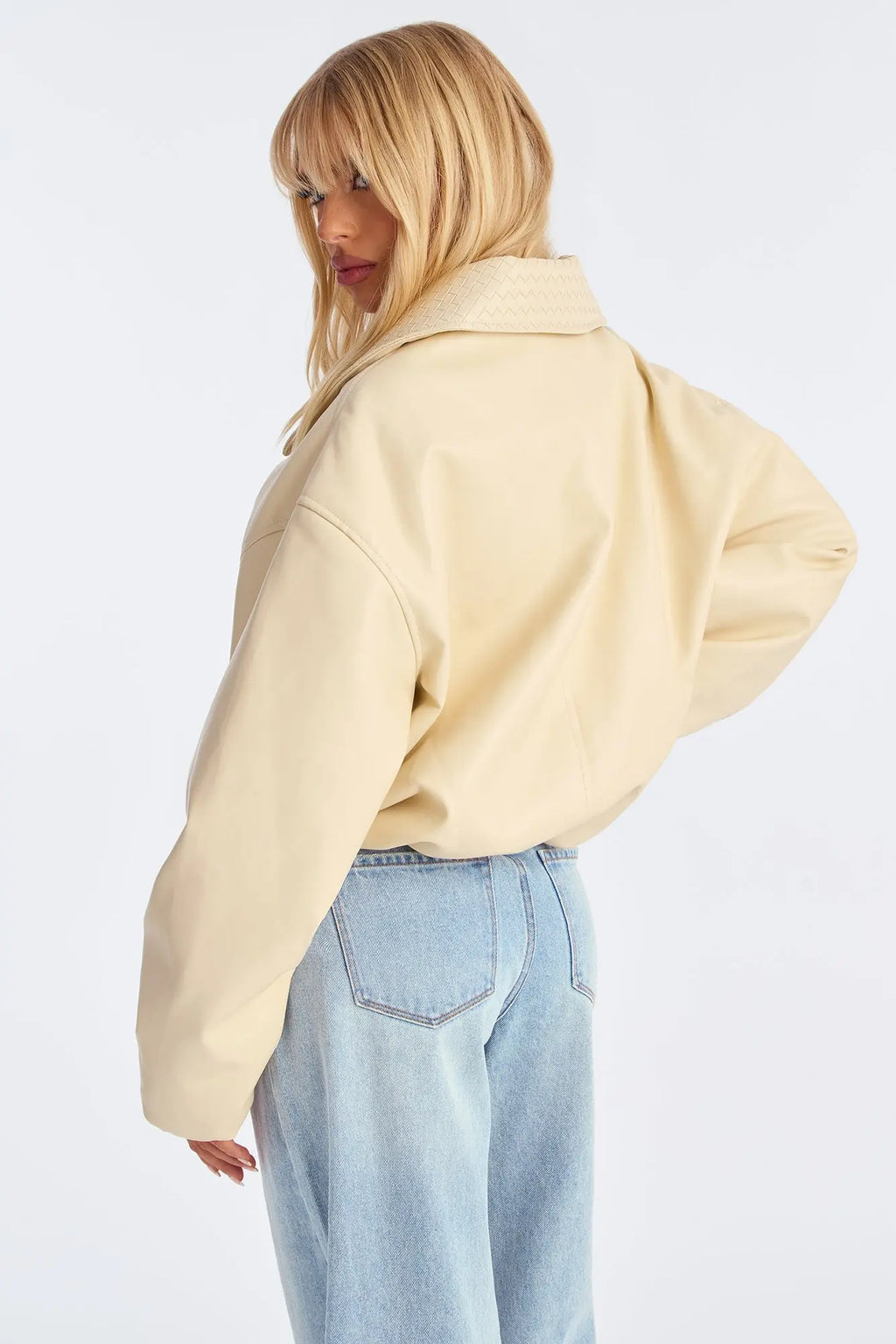 Haylee Faux Leather Bomber Jacket - Butter Yellow 