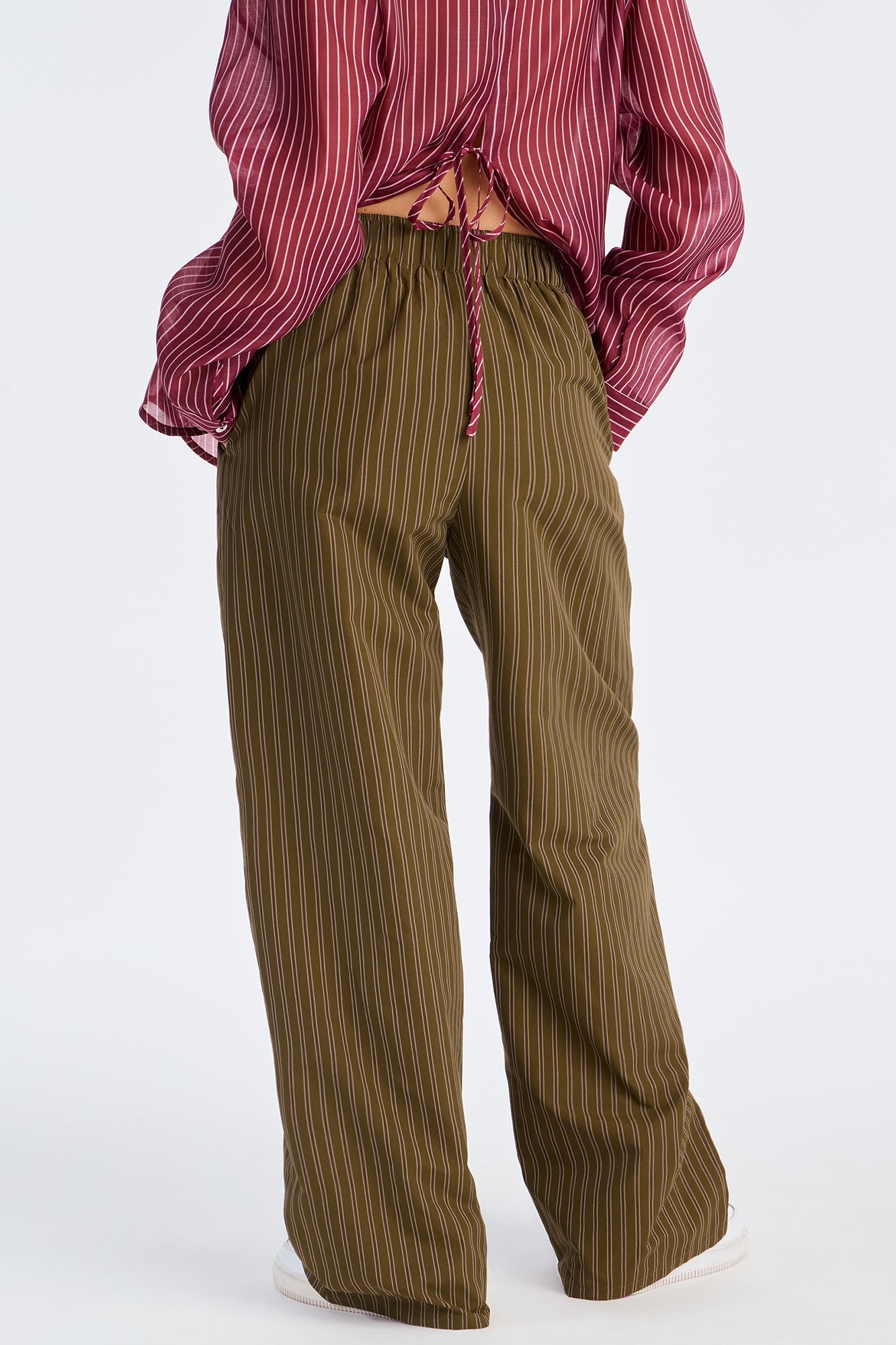 Aurora Striped Boxer Pant - Olive