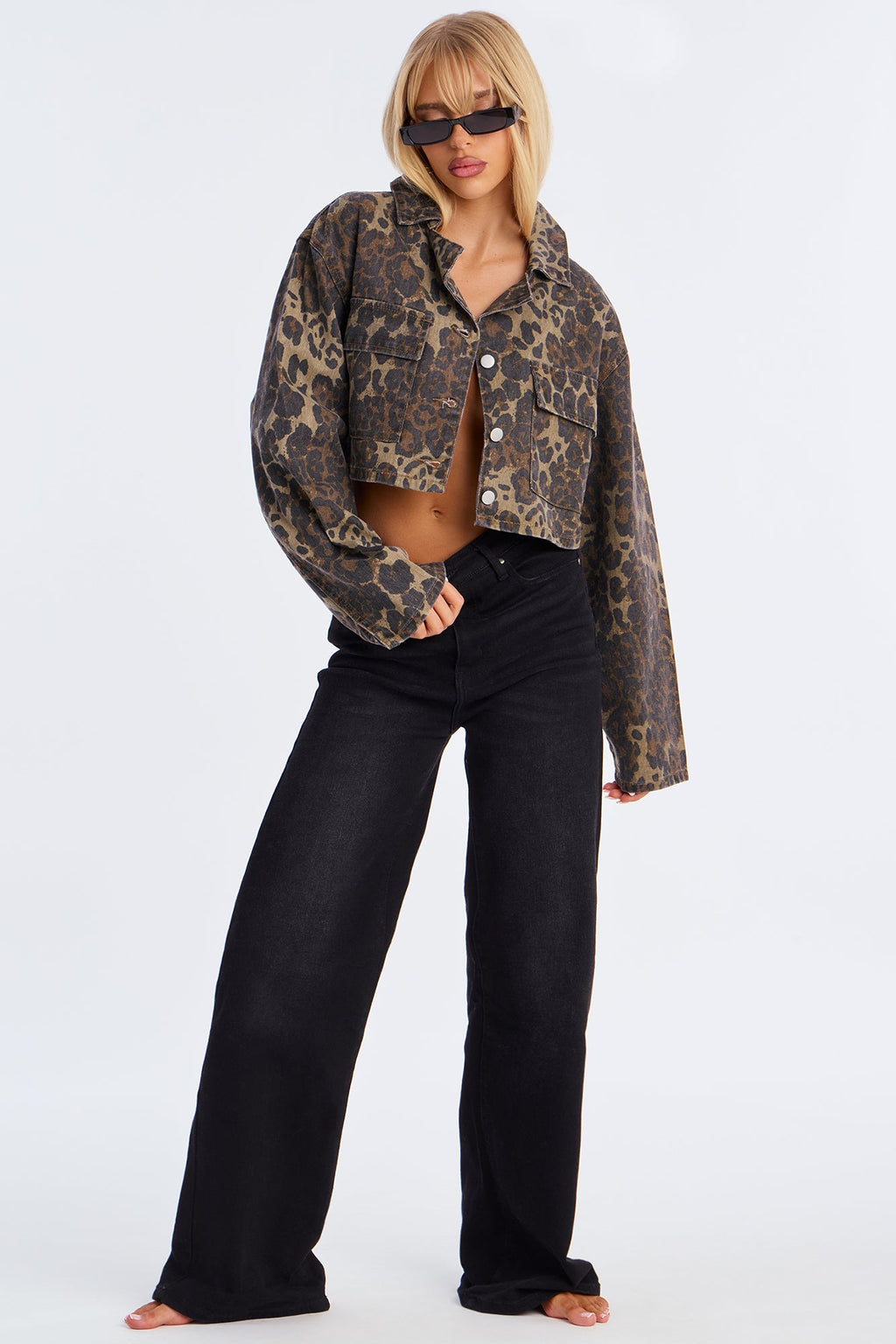 Jungle Brat Cropped Leopard Jacket - Leopard 