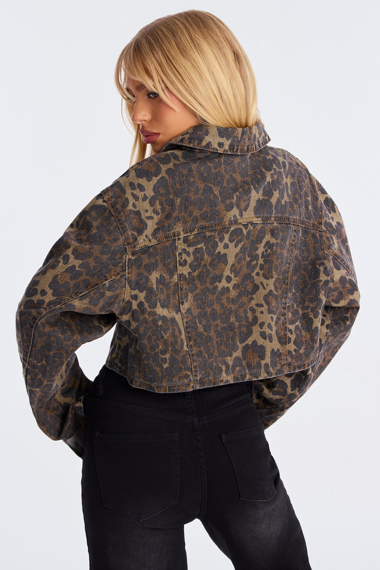 Jungle Brat Cropped Leopard Jacket - Leopard 
