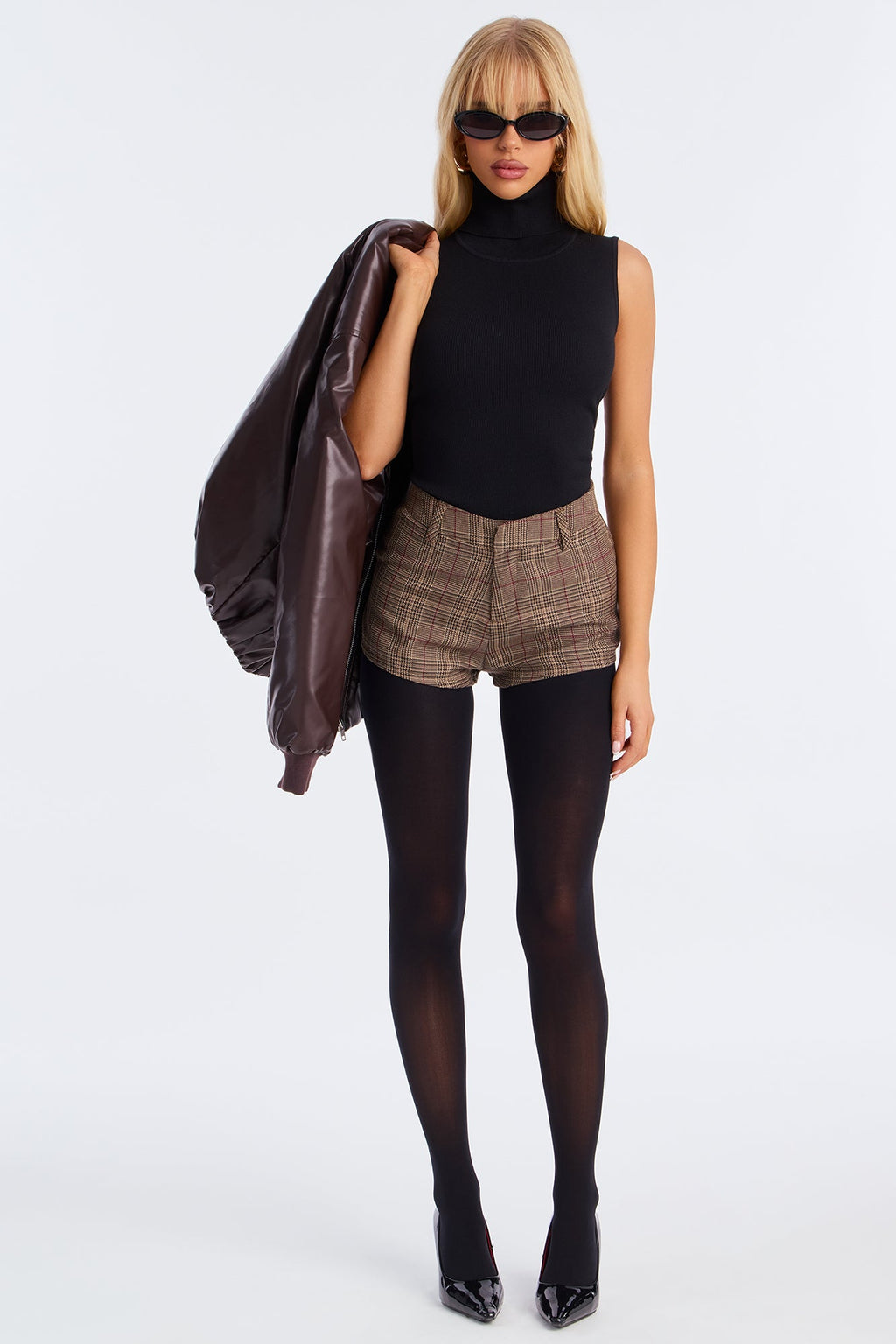 Taylor Plaid Micro Trouser Short - Brown/combo