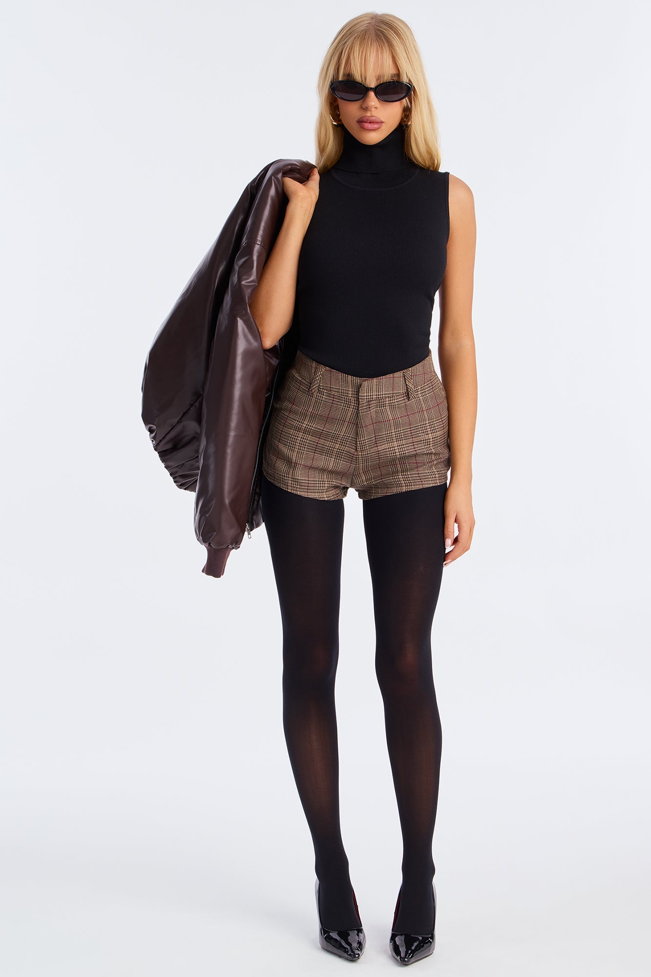 Taylor Plaid Micro Trouser Short - Brown/combo