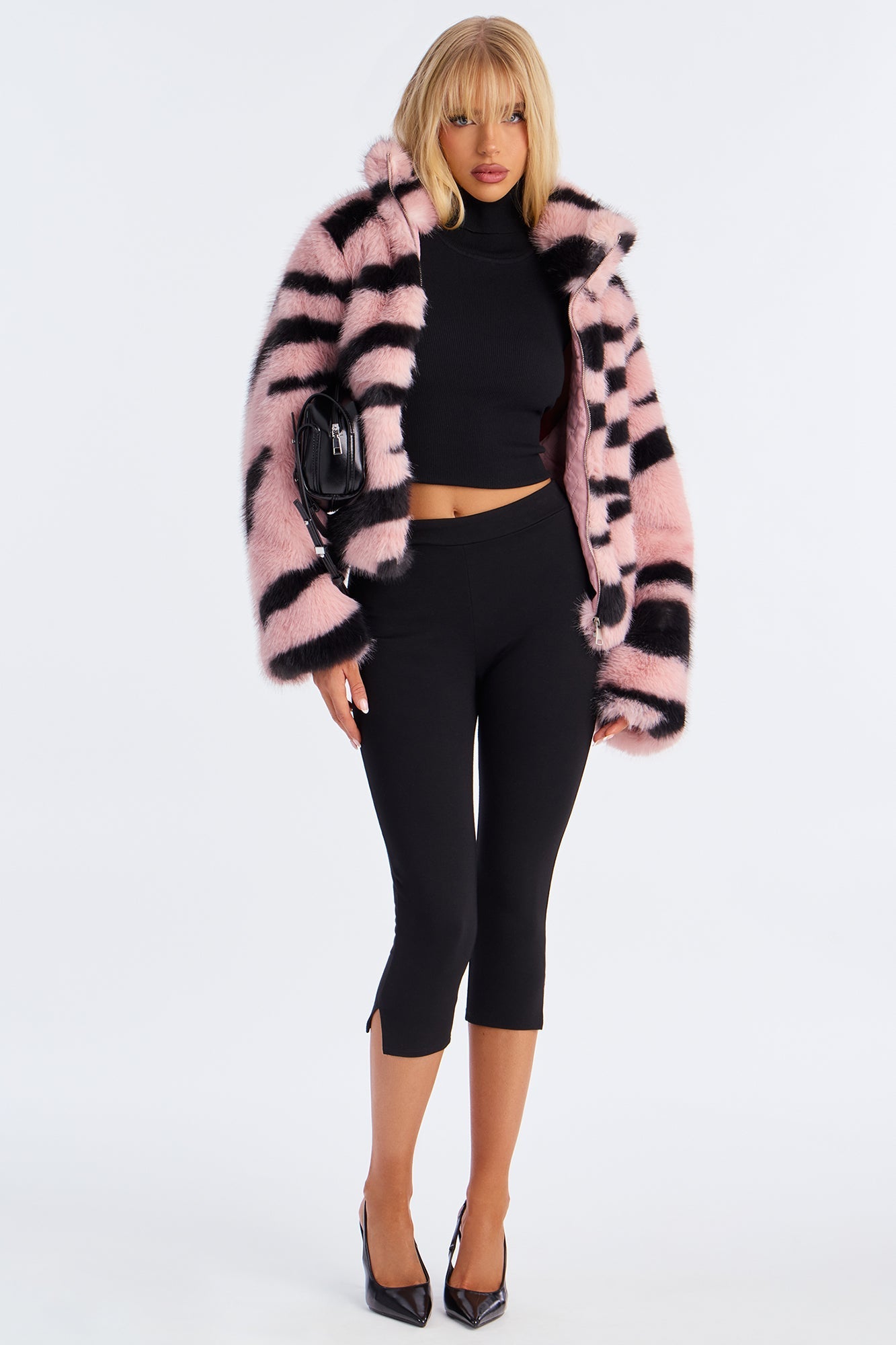 Savanna Whisper Faux Fur Animal Print Coat - Pink/combo