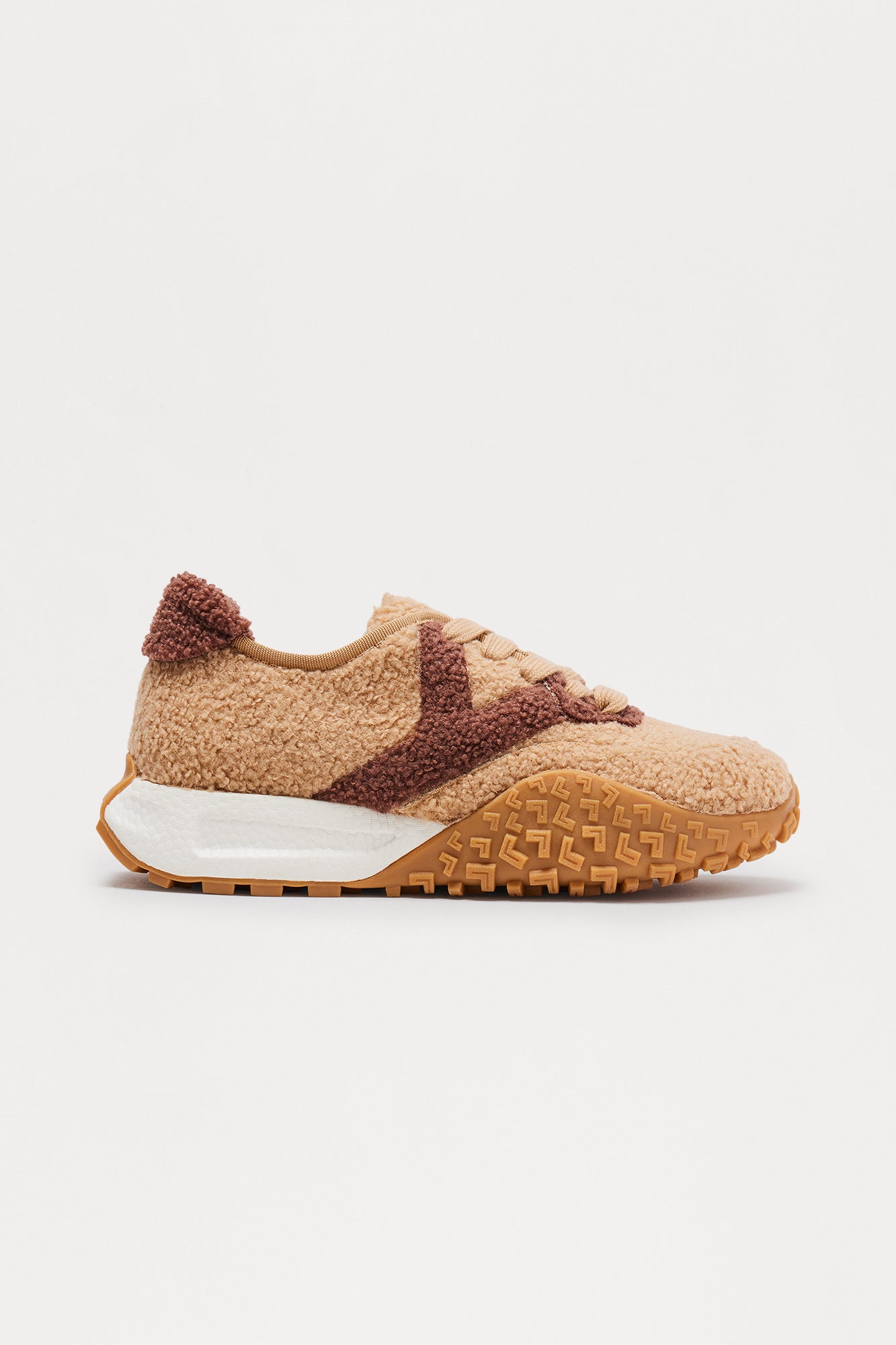 Swish Sherpa Lace Up Sneakers - Cream
