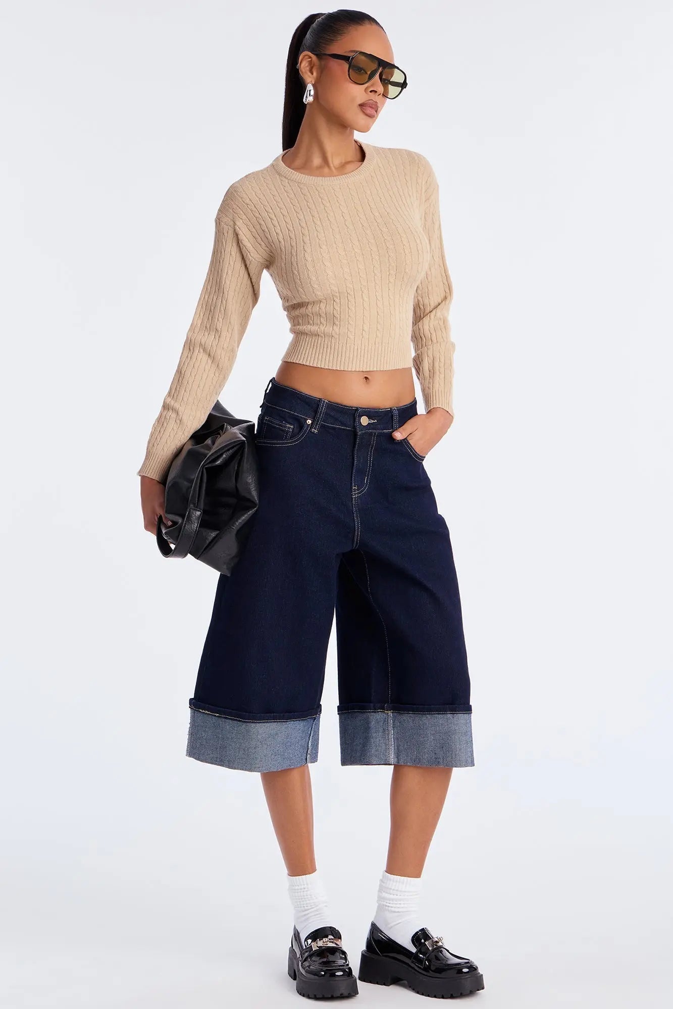 Chillin' It Cable Knit Sweater - Khaki 