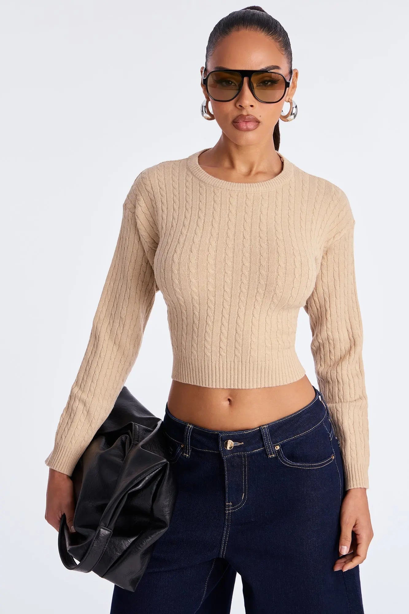 Chillin' It Cable Knit Sweater - Khaki 