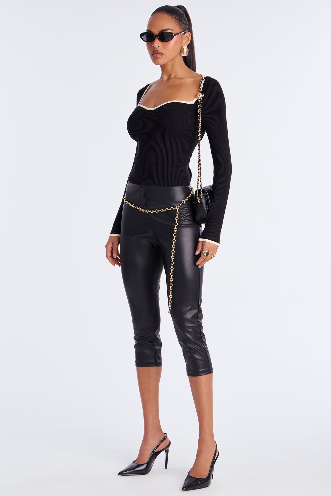 Cozy Inside Contrast Sweater Top - Black/combo