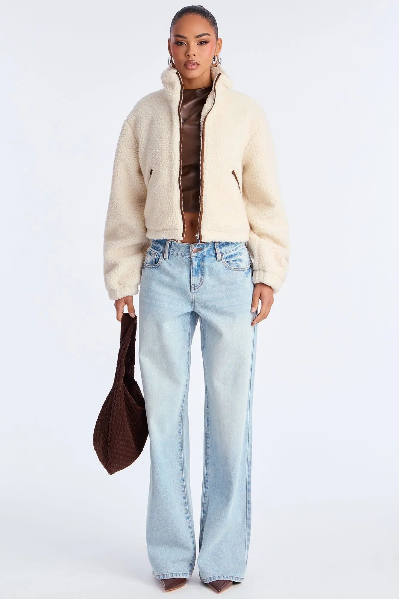 Cozy Cove Faux Sherpa Coat - Cream/combo 