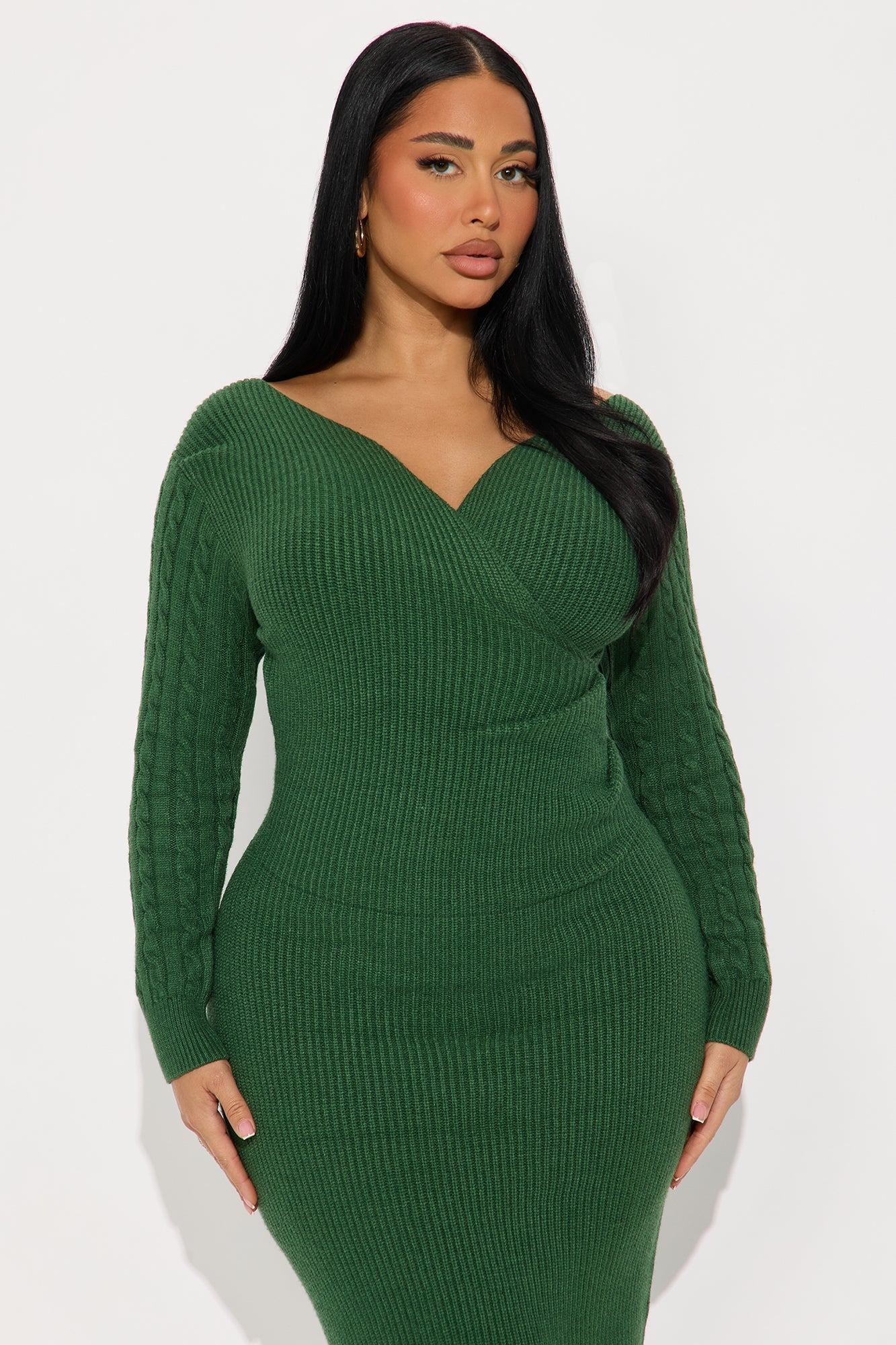 Soft But Savage Midi Sweater Dress - Hunter