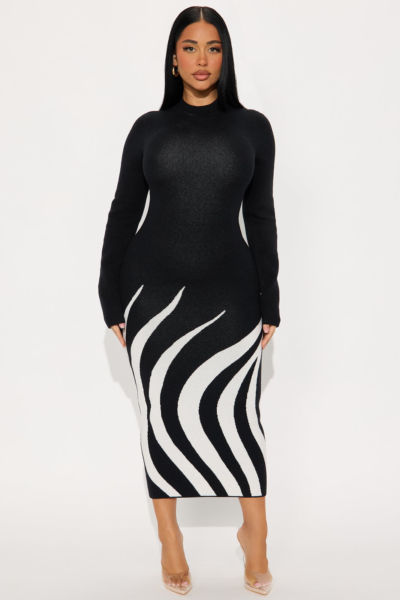 Linnea Sweater Midi Dress - White/Black