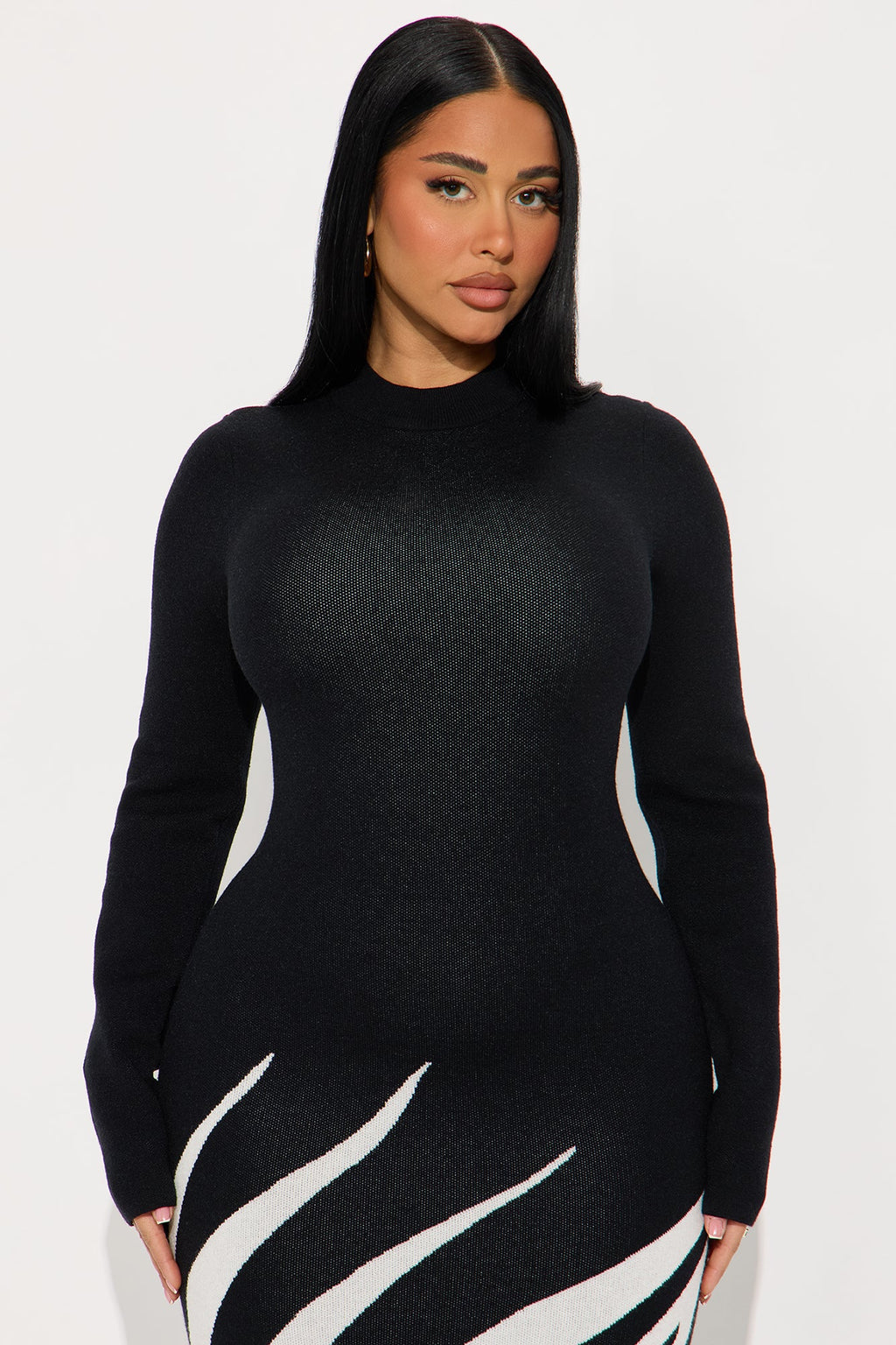 Linnea Sweater Midi Dress - White/Black