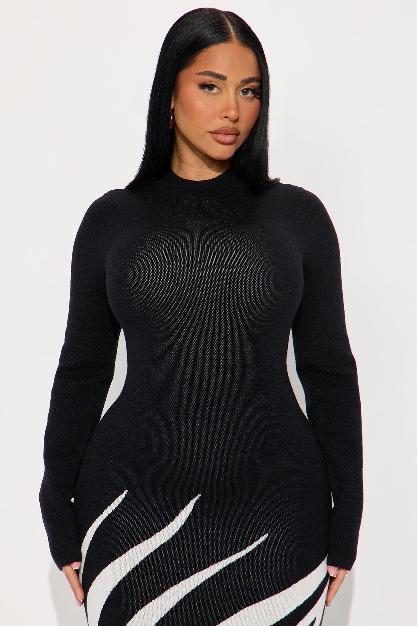 Linnea Sweater Midi Dress - White/Black