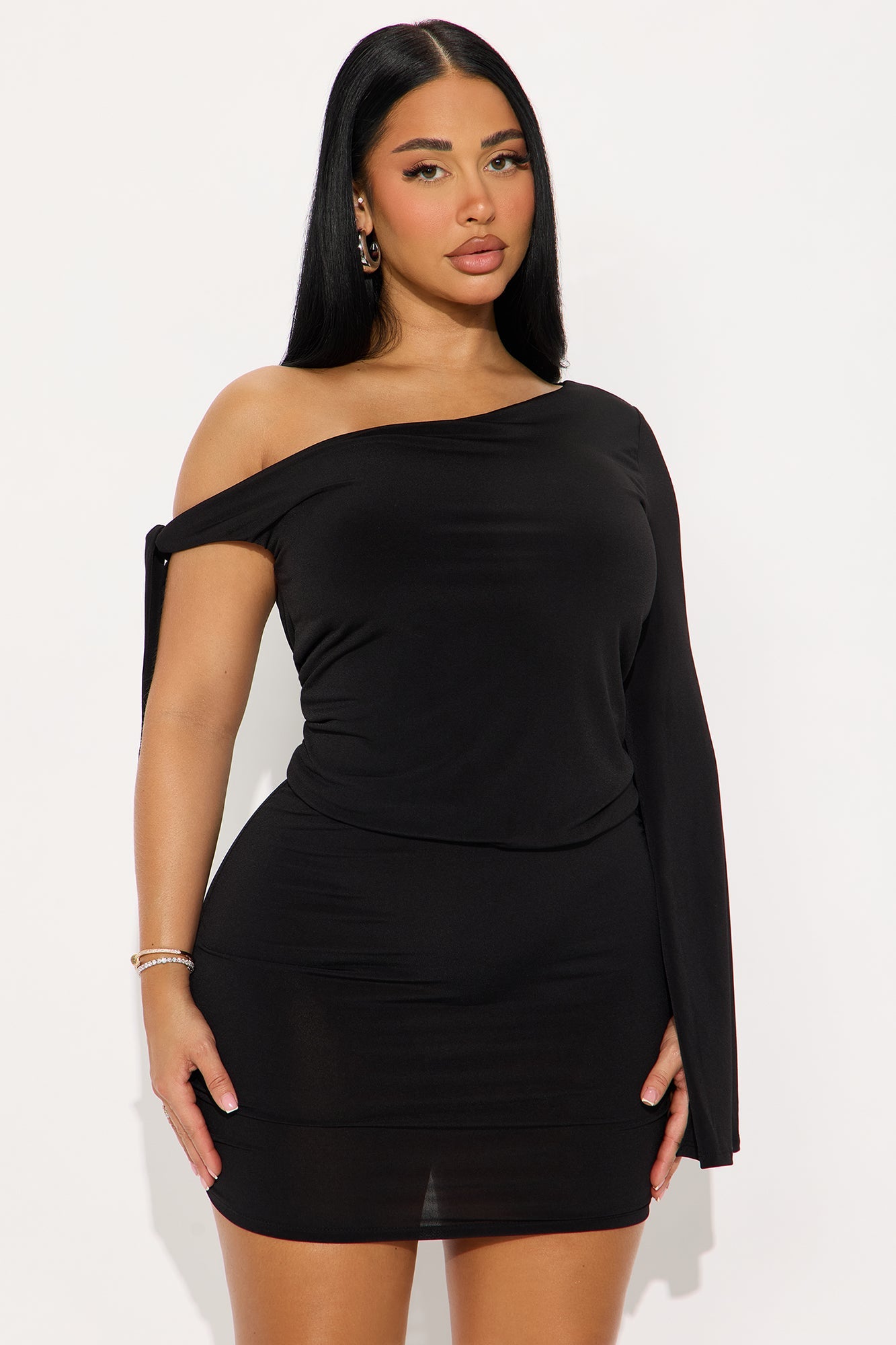 Kendall One Shoulder Mini Dress - Black