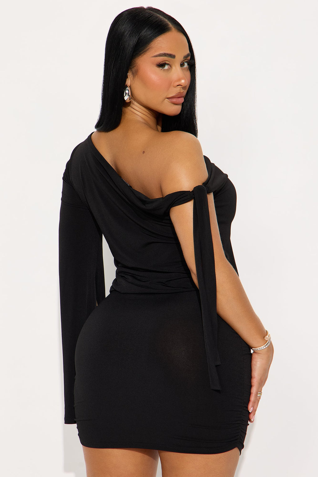 Kendall One Shoulder Mini Dress - Black