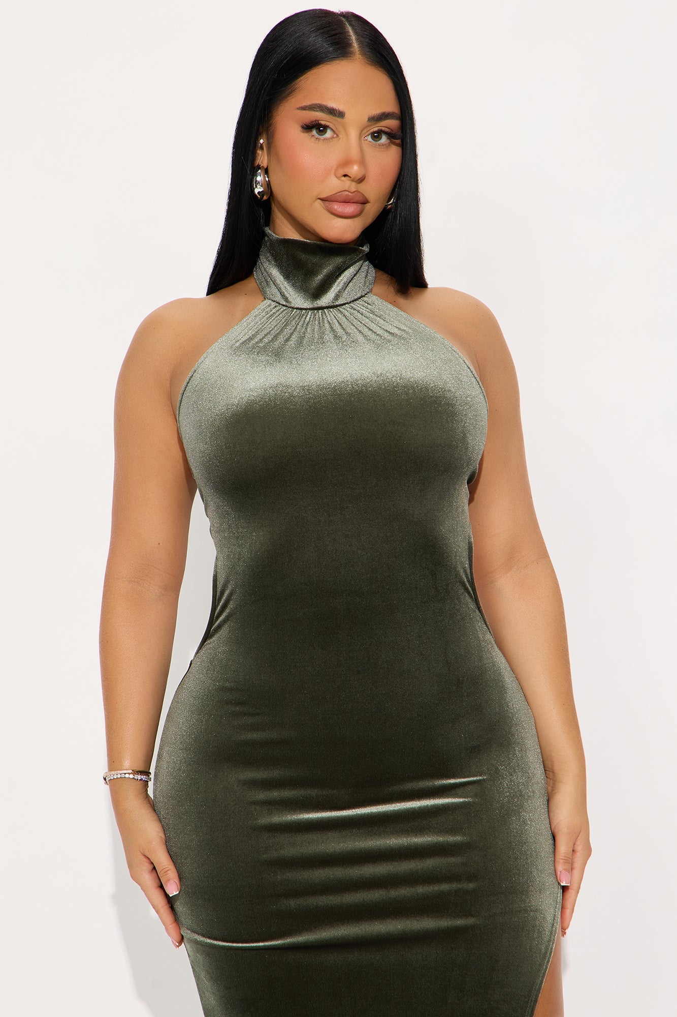 Lorraine Backless Velvet Maxi Gown - Olive