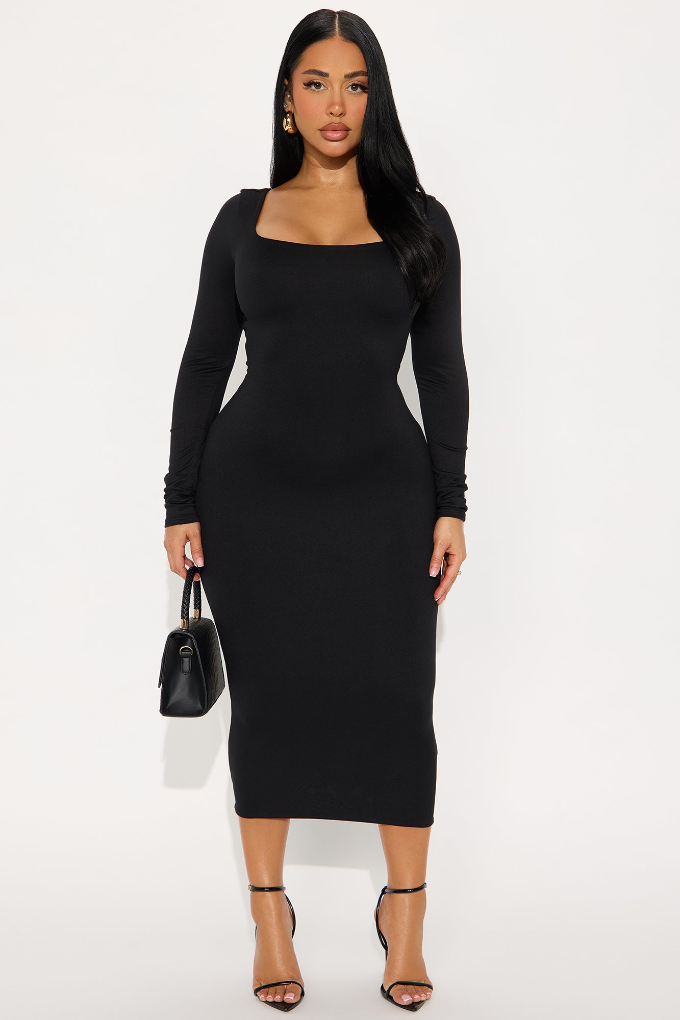 Hey You Bodycon Midi Dress - Black