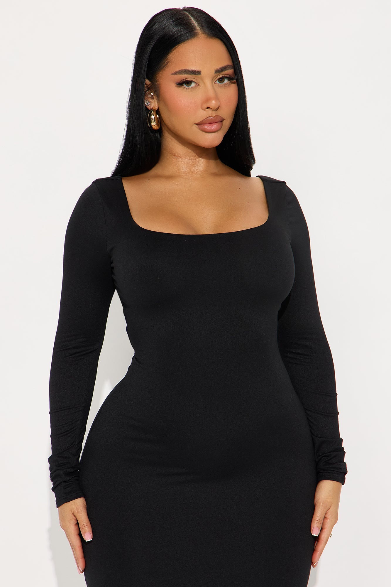 Hey You Bodycon Midi Dress - Black