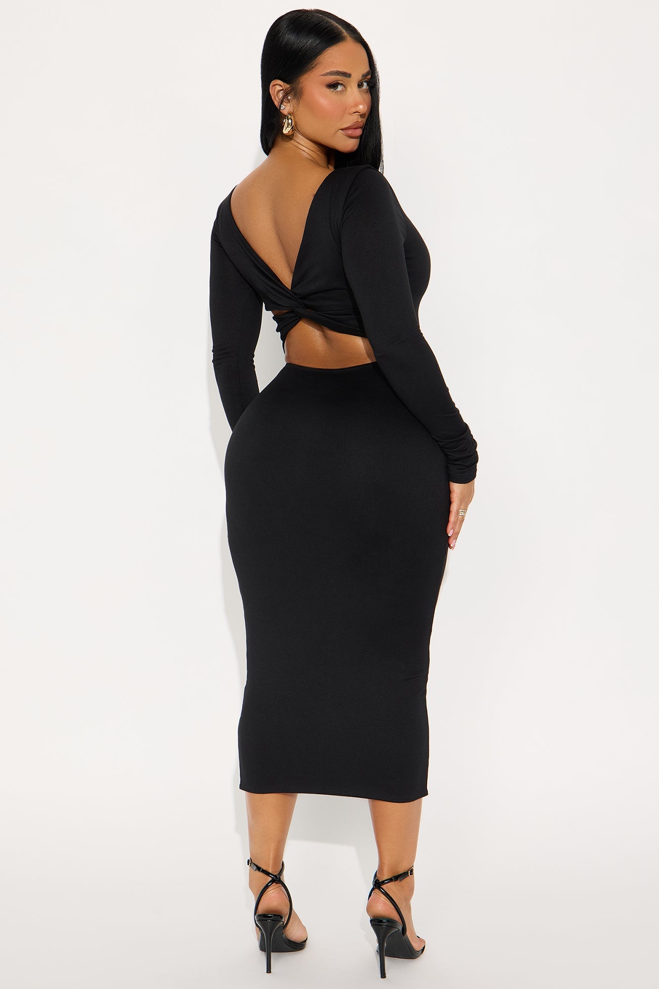Hey You Bodycon Midi Dress - Black