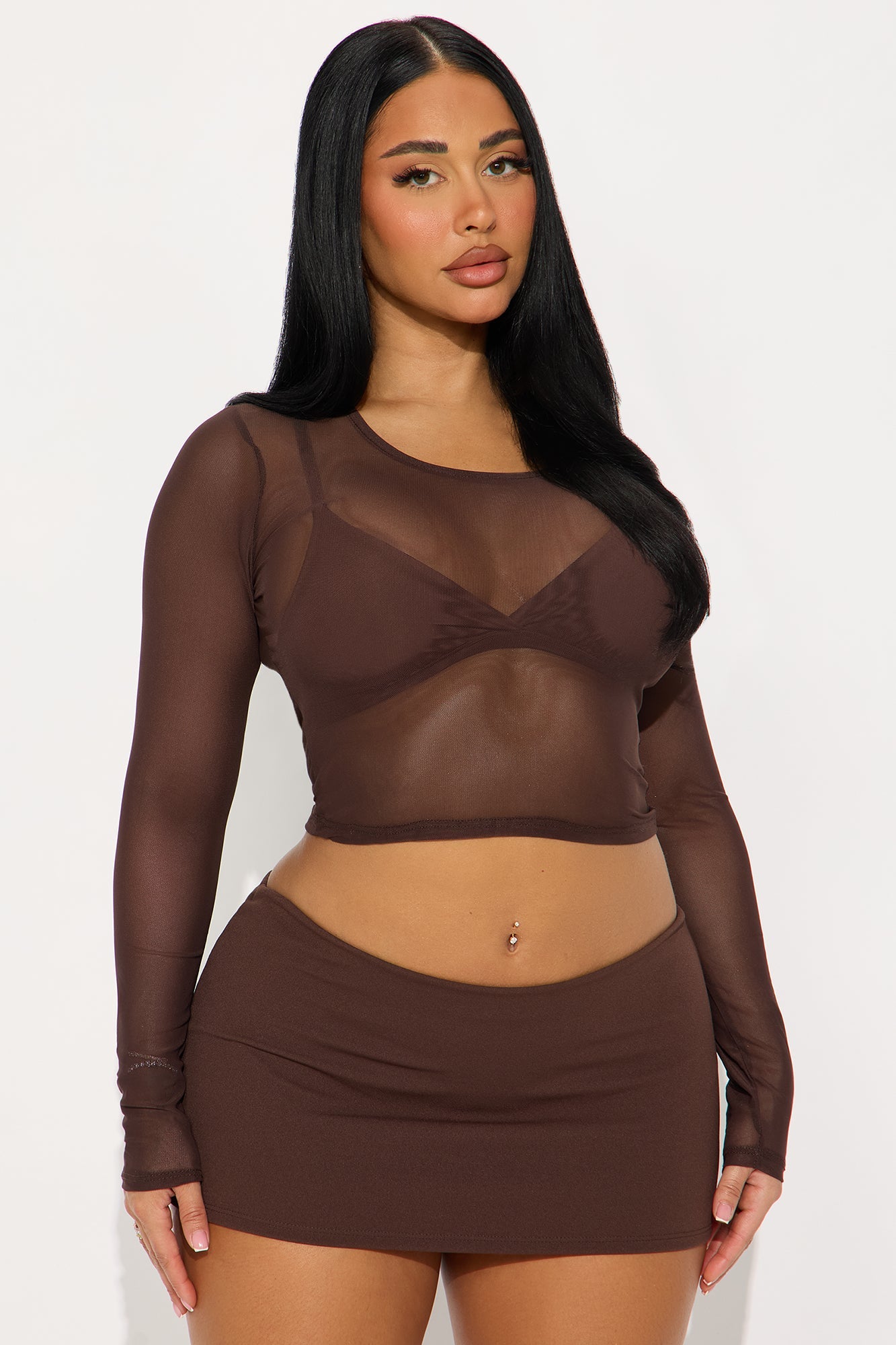 Monica Mesh Top - Chocolate