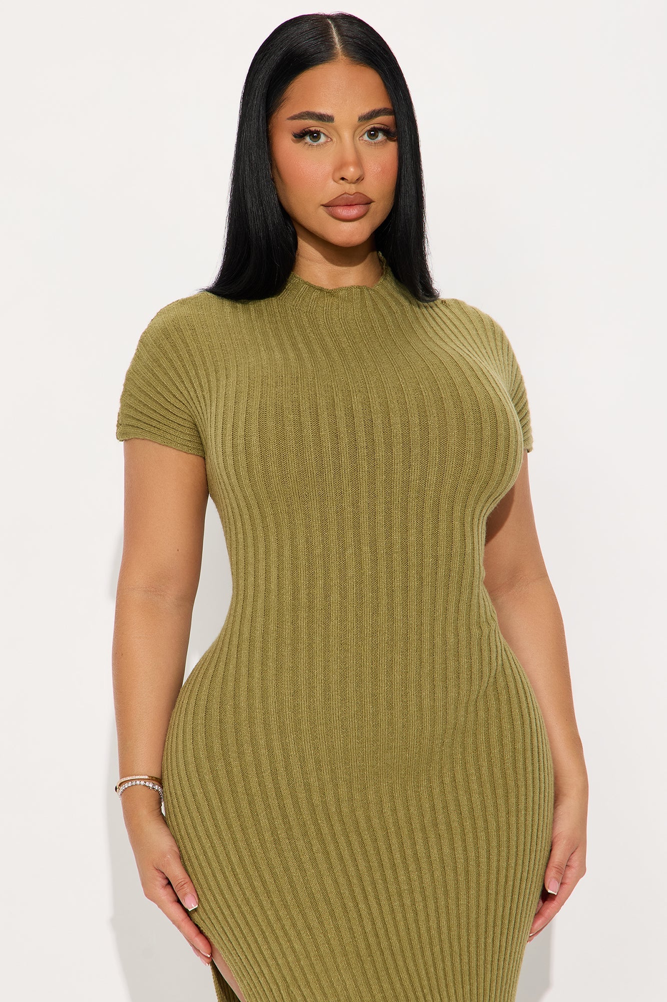 Makena Short Sleeve Sweater Maxi Dress - Chartreuse