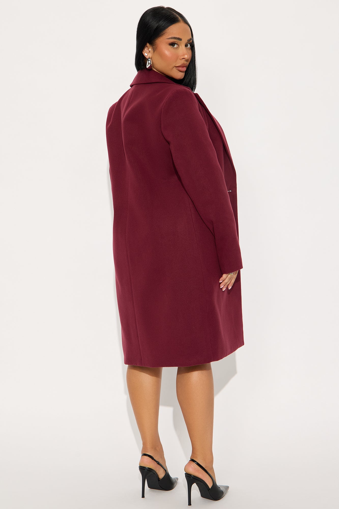 City Chic Coat - Burgundy