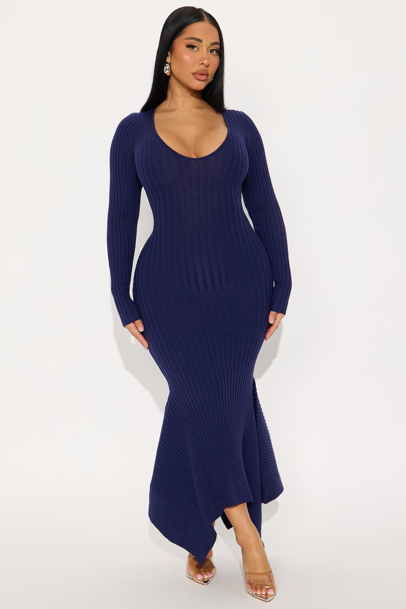 Kaylie Sweater Long Sleeve Maxi Dress - Navy
