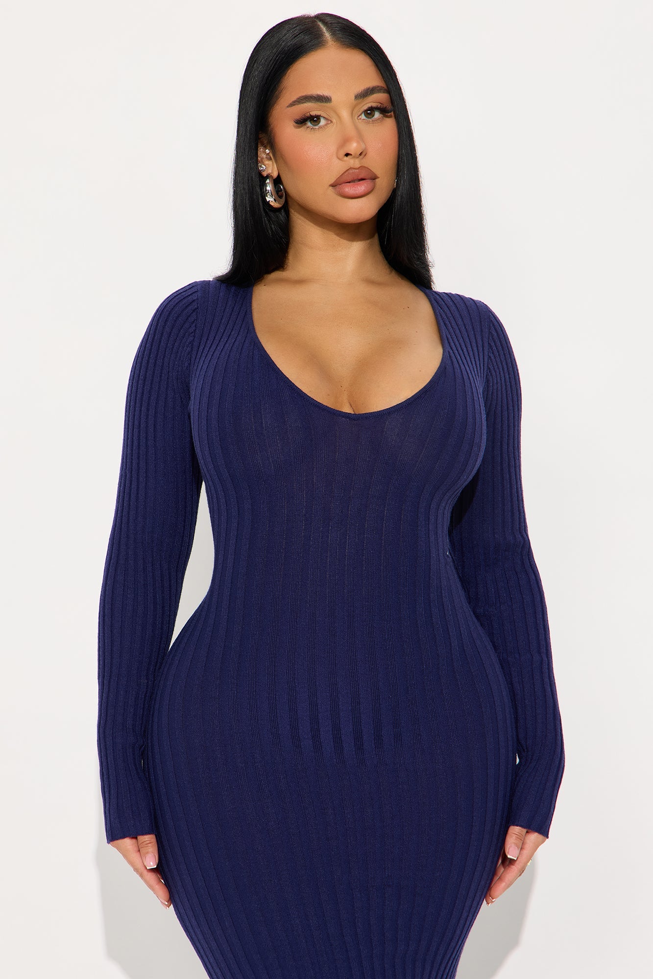 Kaylie Sweater Long Sleeve Maxi Dress - Navy