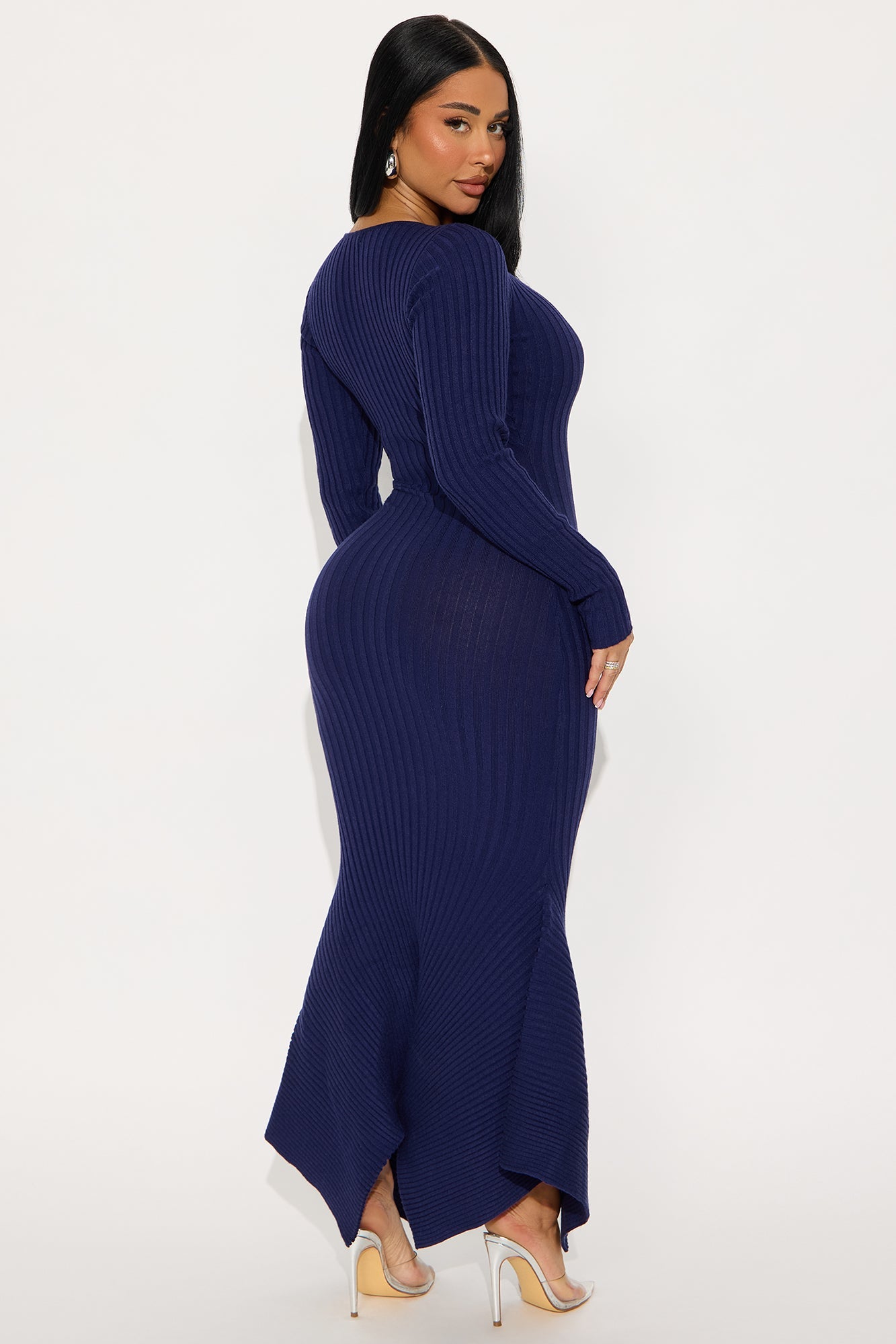 Kaylie Sweater Long Sleeve Maxi Dress - Navy