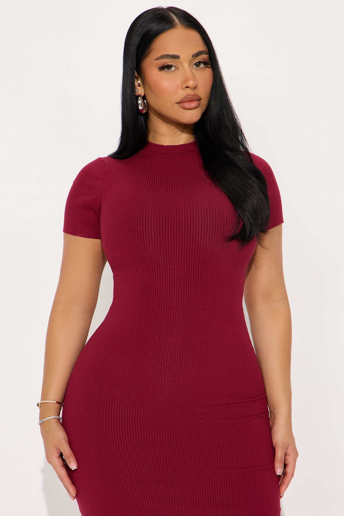 Cora Snatched Maxi Dress - Burgundy
