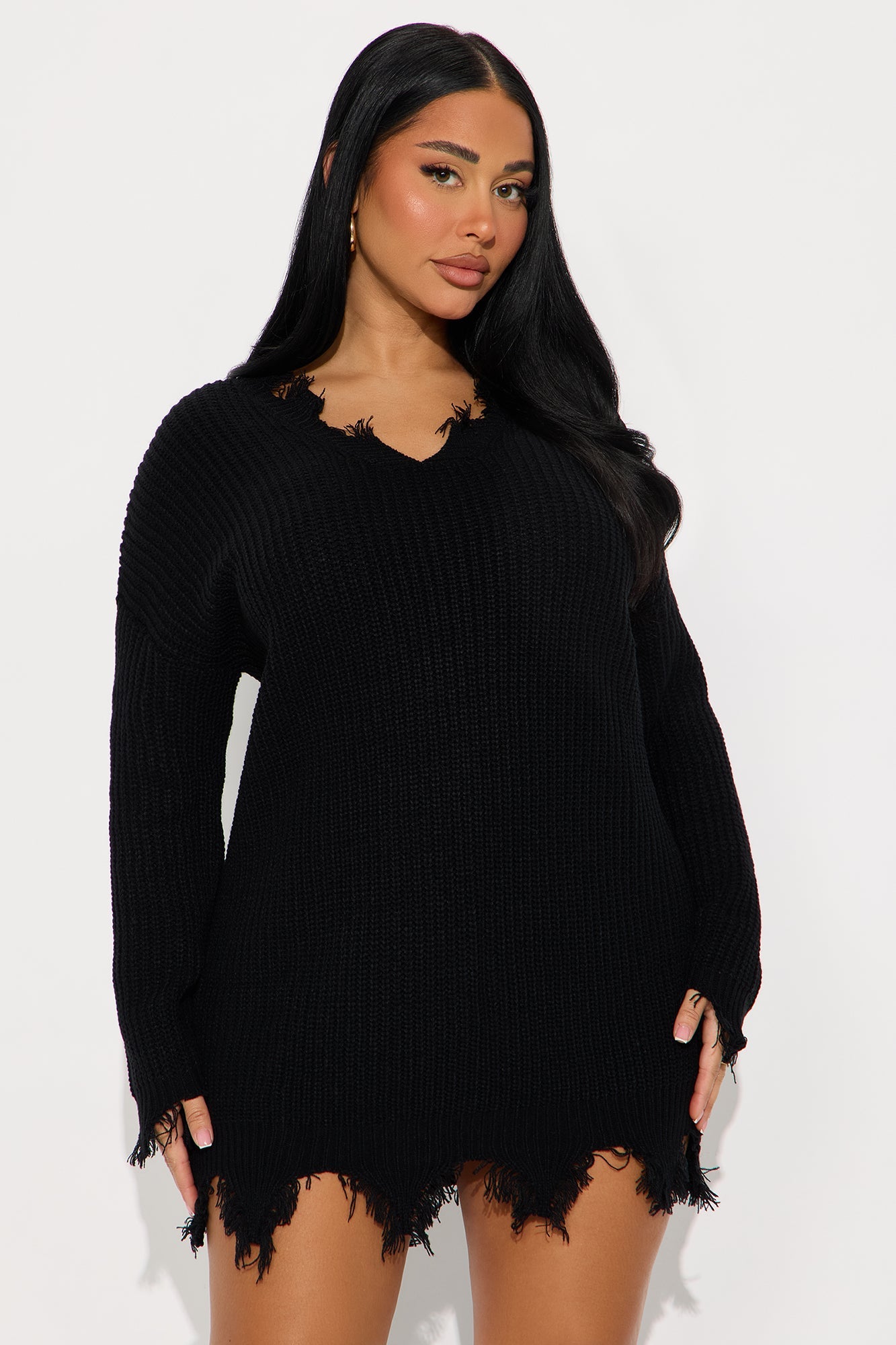 Tall Sarabeth Sweater Mini Dress - Black
