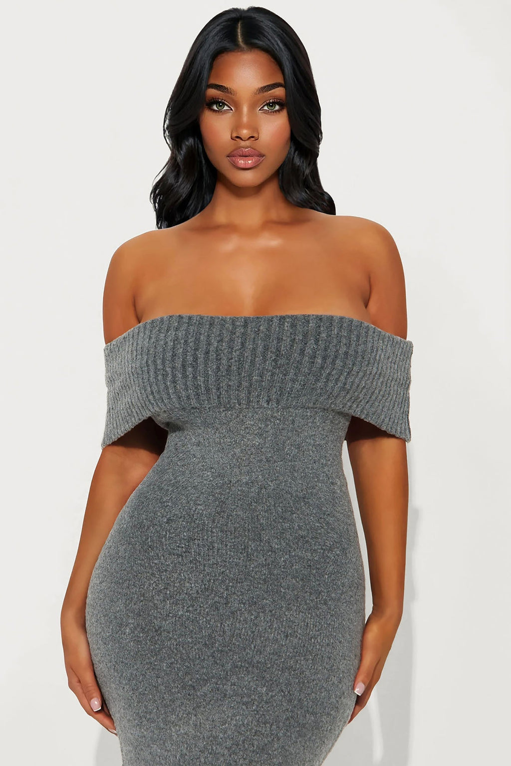 Wine Night Sweater Maxi Dress - Charcoal